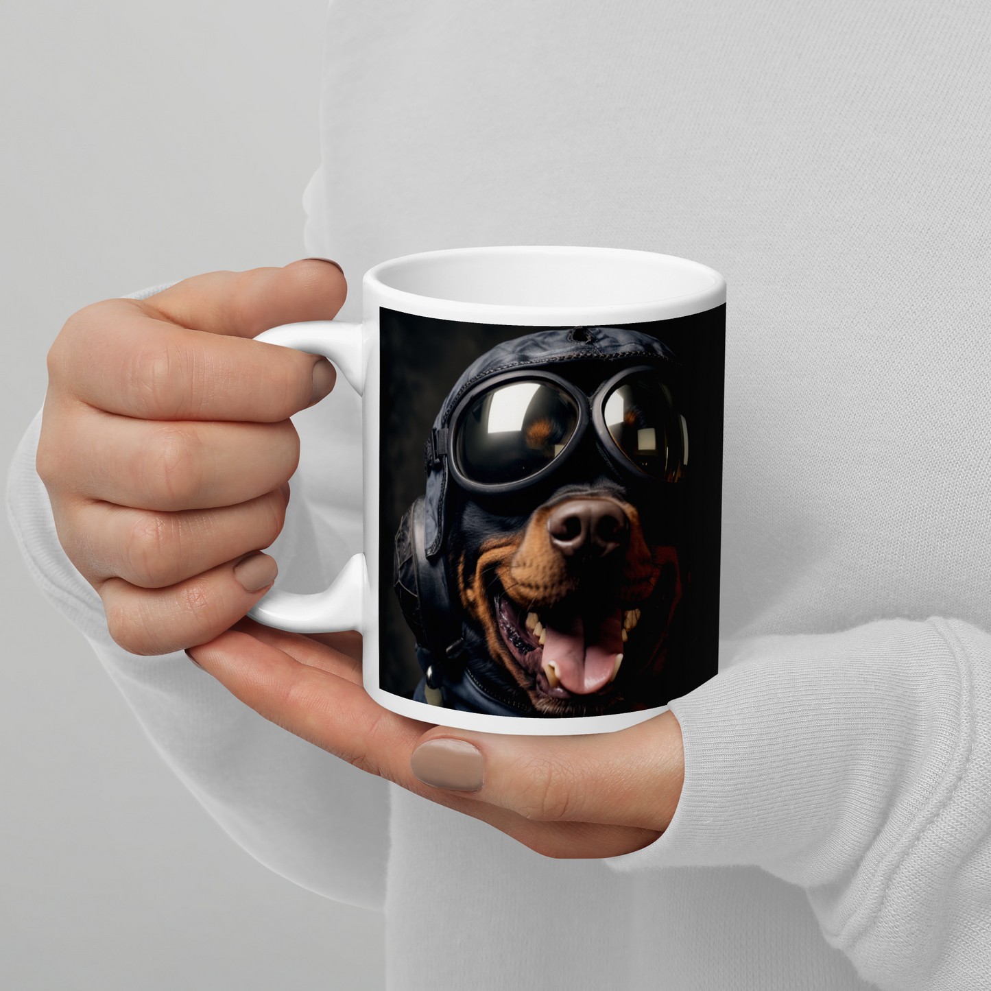 Rottweiler Airline Pilot White glossy mug