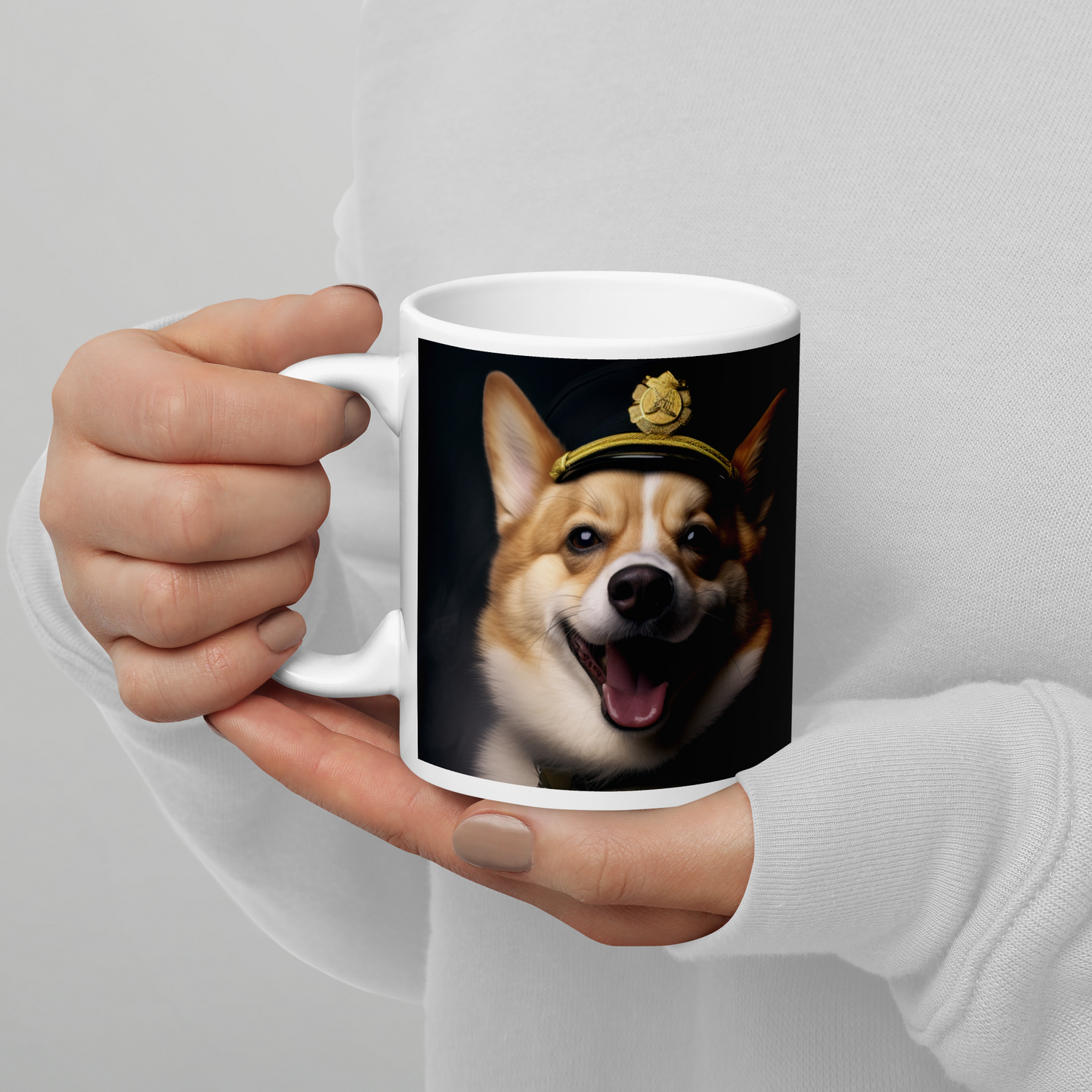 Pembroke Welsh Corgi Airline Pilot White glossy mug