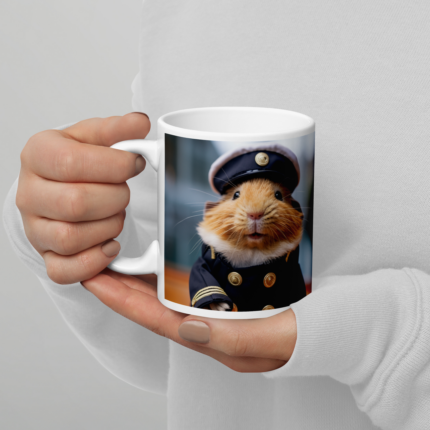 Guinea Pigs Airline Pilot  White glossy mug