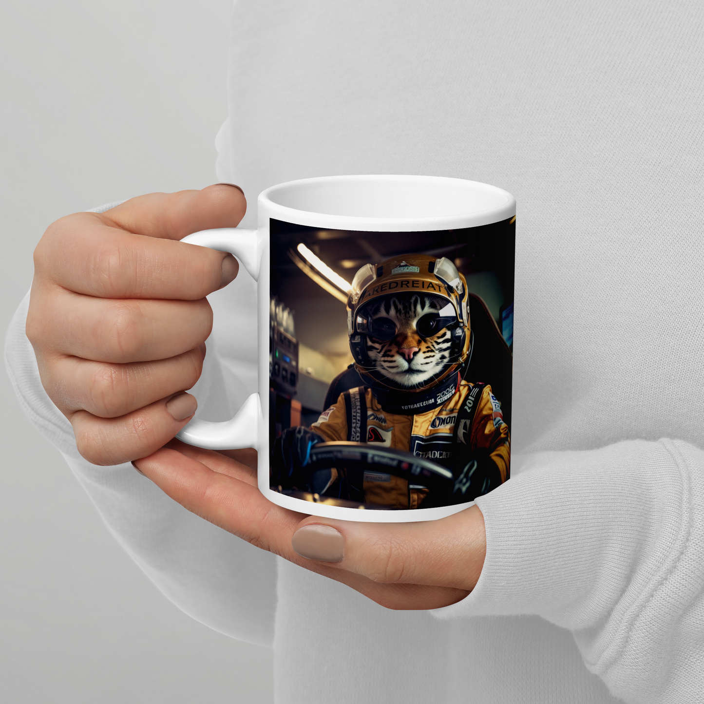 Bengal F1 Car Driver White glossy mug