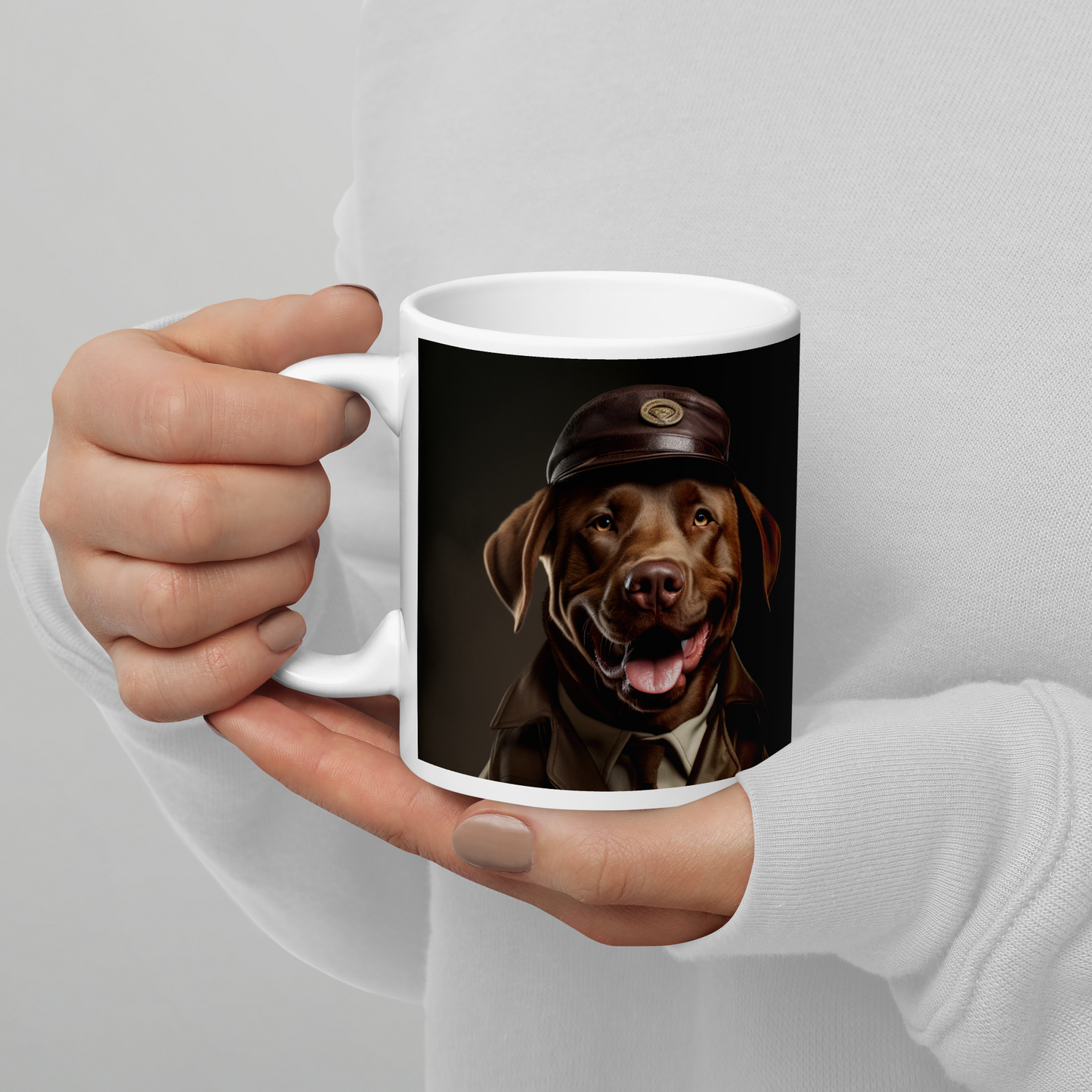 Labrador Retriever Detective White glossy mug