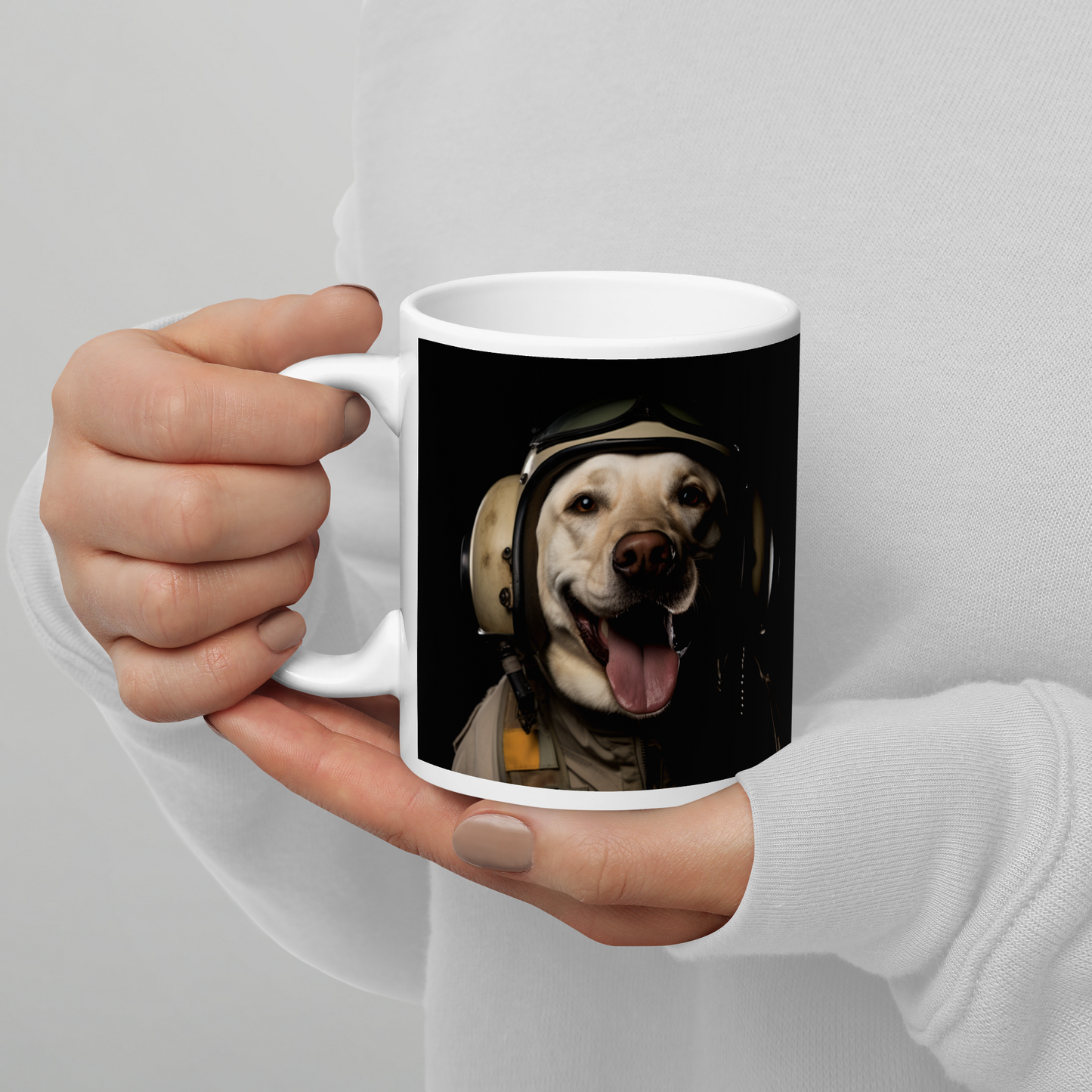 Labrador Retriever Military Person White glossy mug