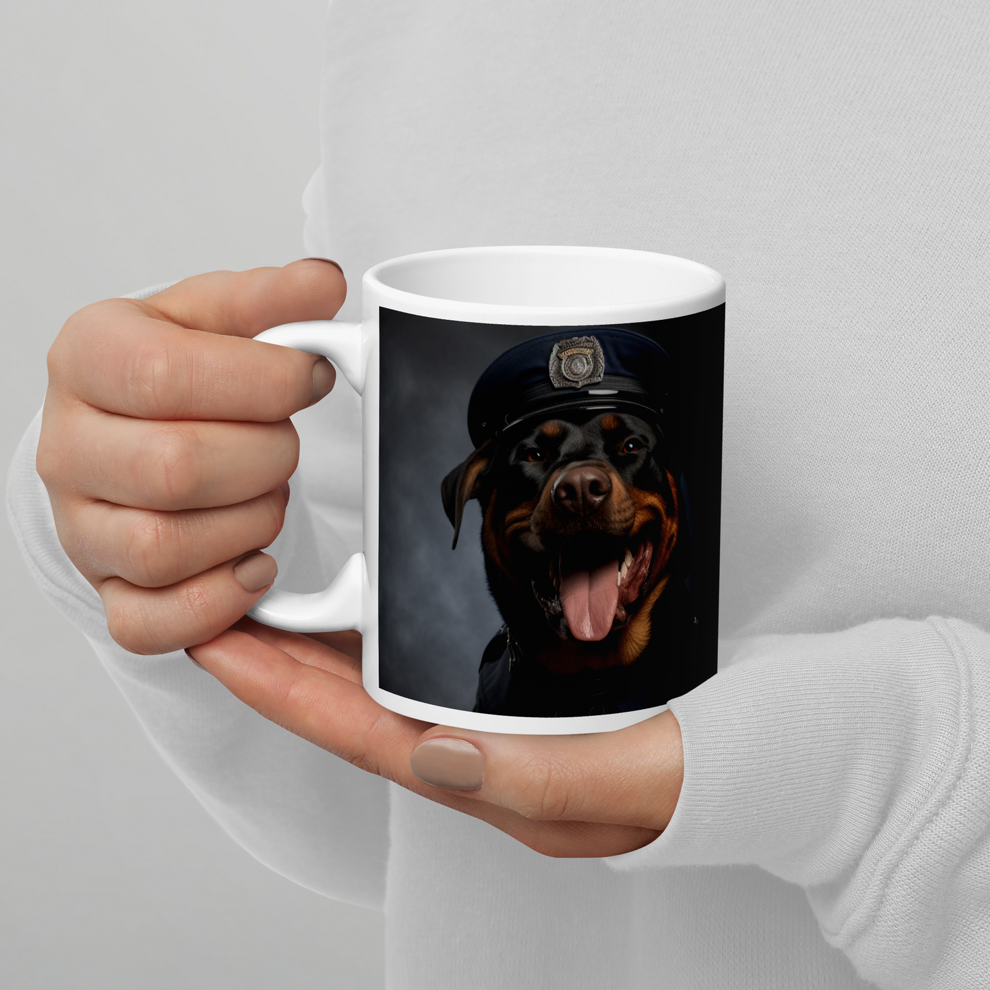 Rottweiler Police Officer White glossy mug