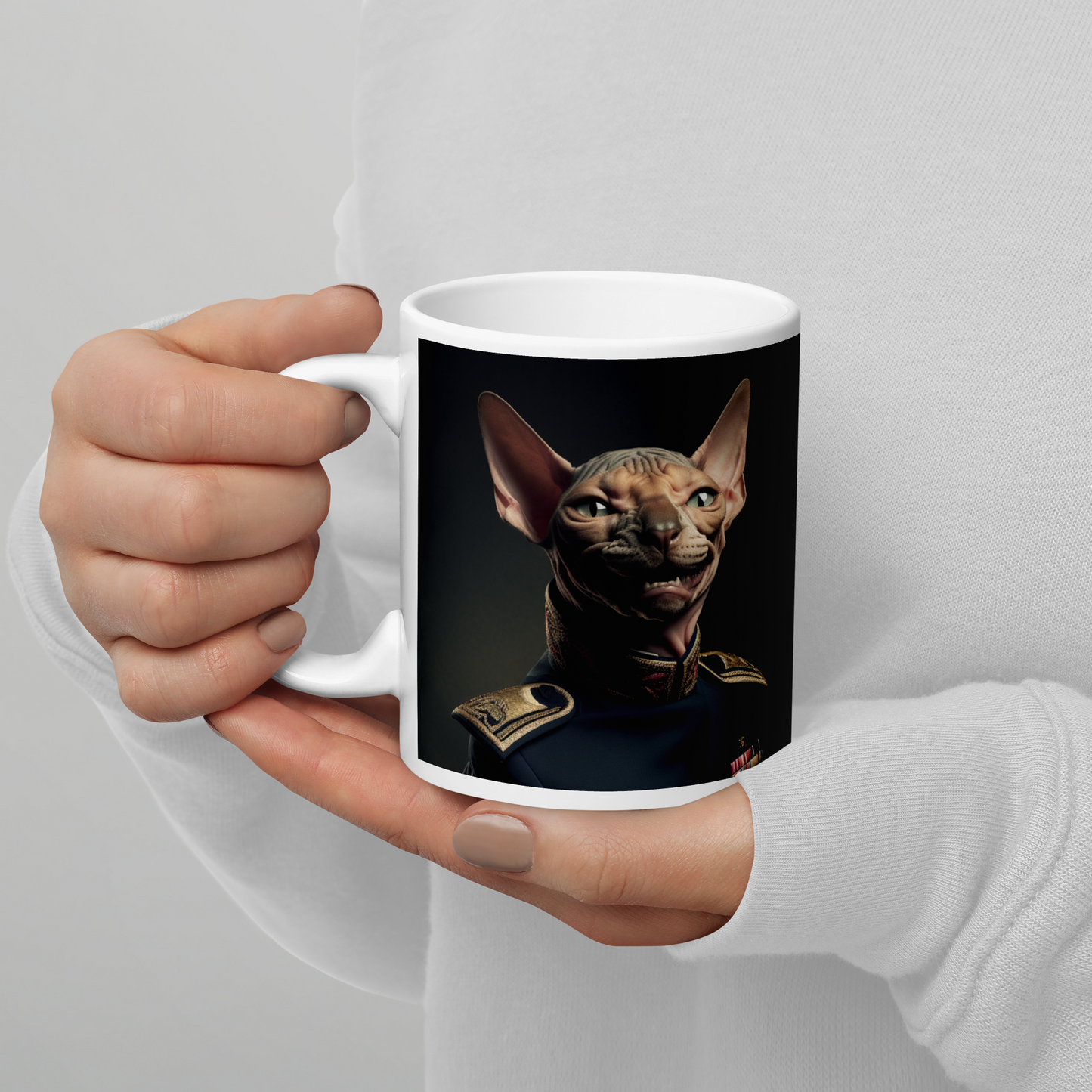 Sphynx Police Officer White glossy mug