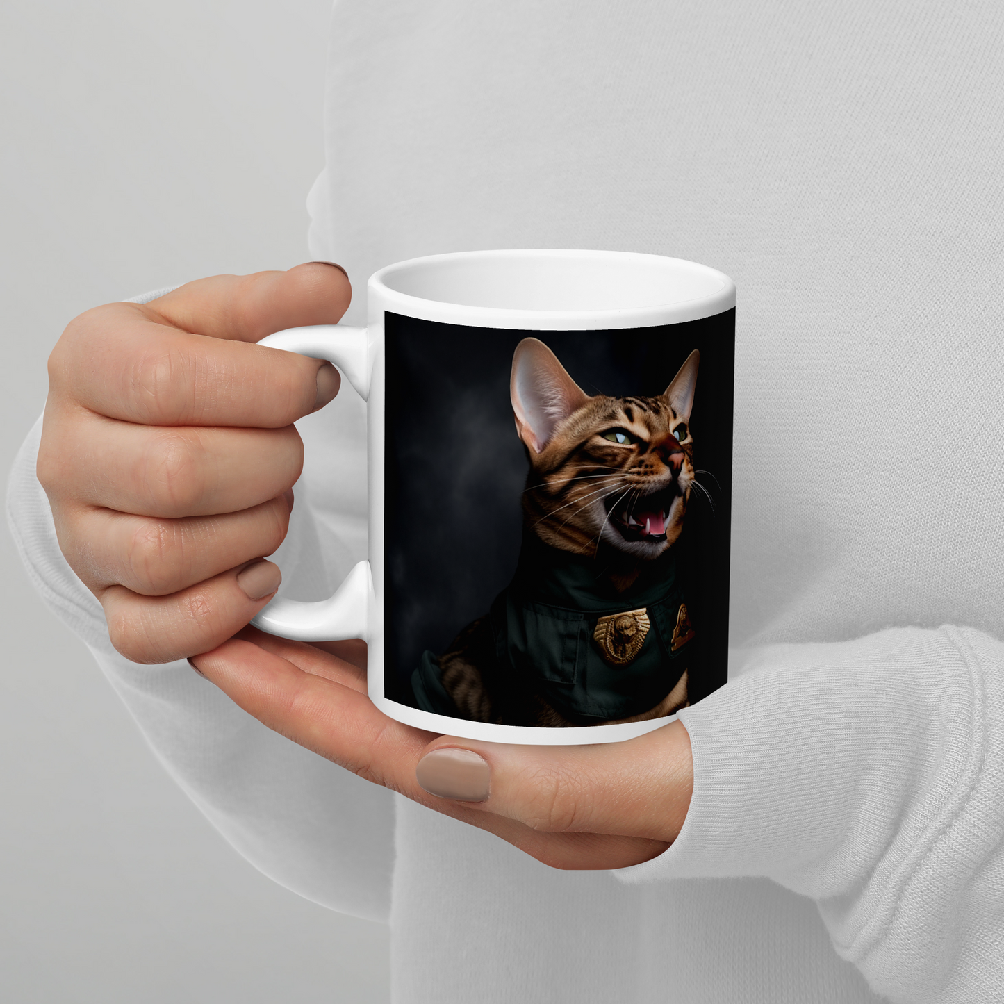 Bengal Police Officer White glossy mug