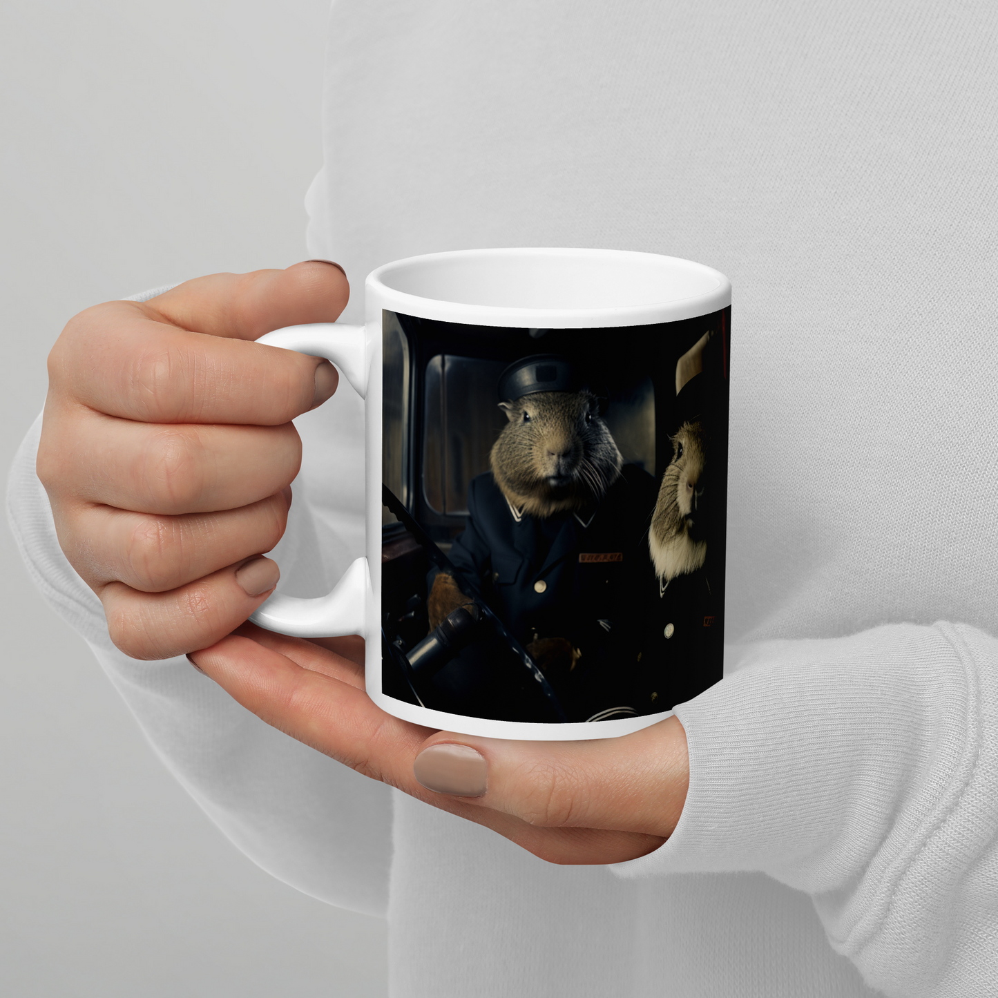 Guinea Pigs Police Officer White glossy mug