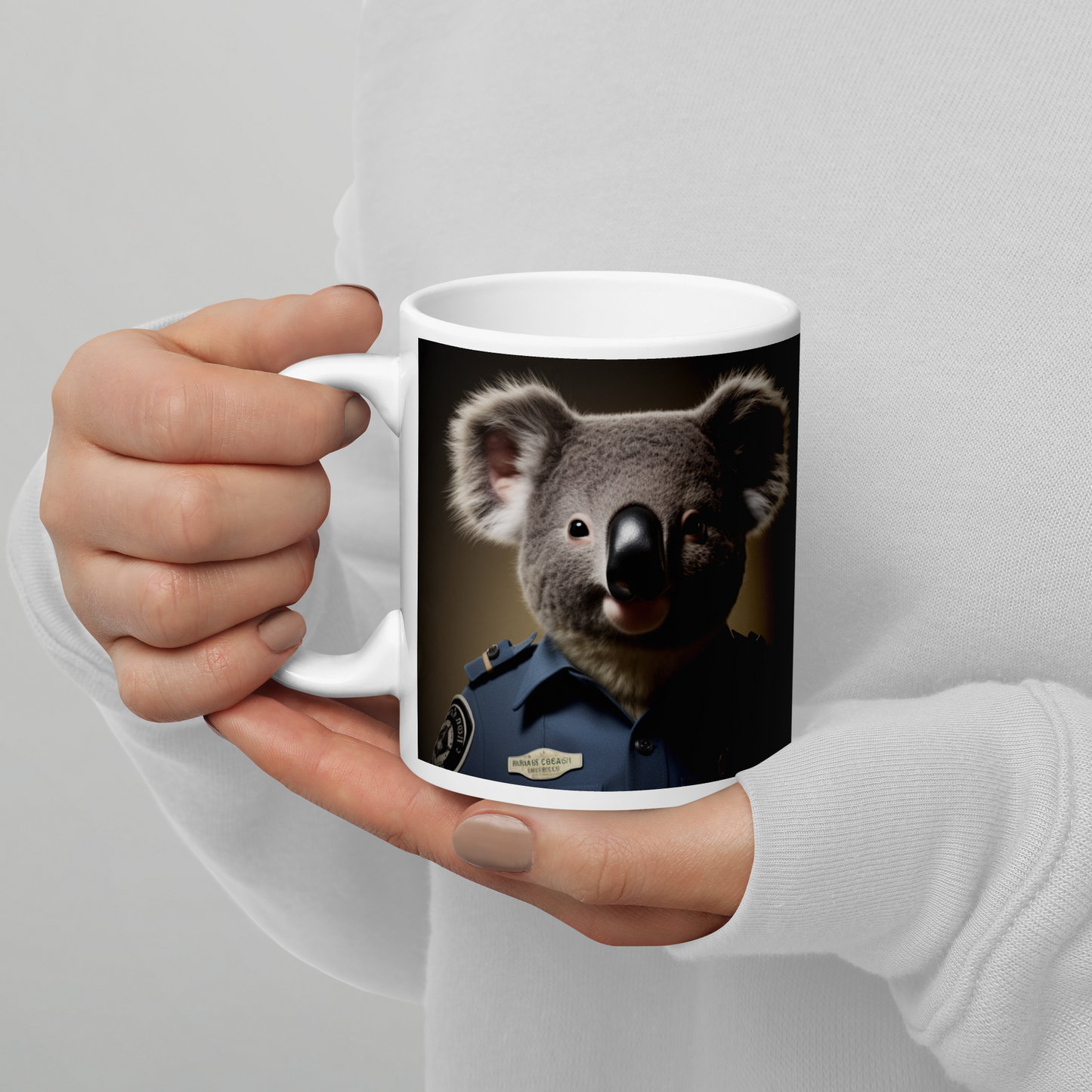 Koala Police Officer White glossy mug