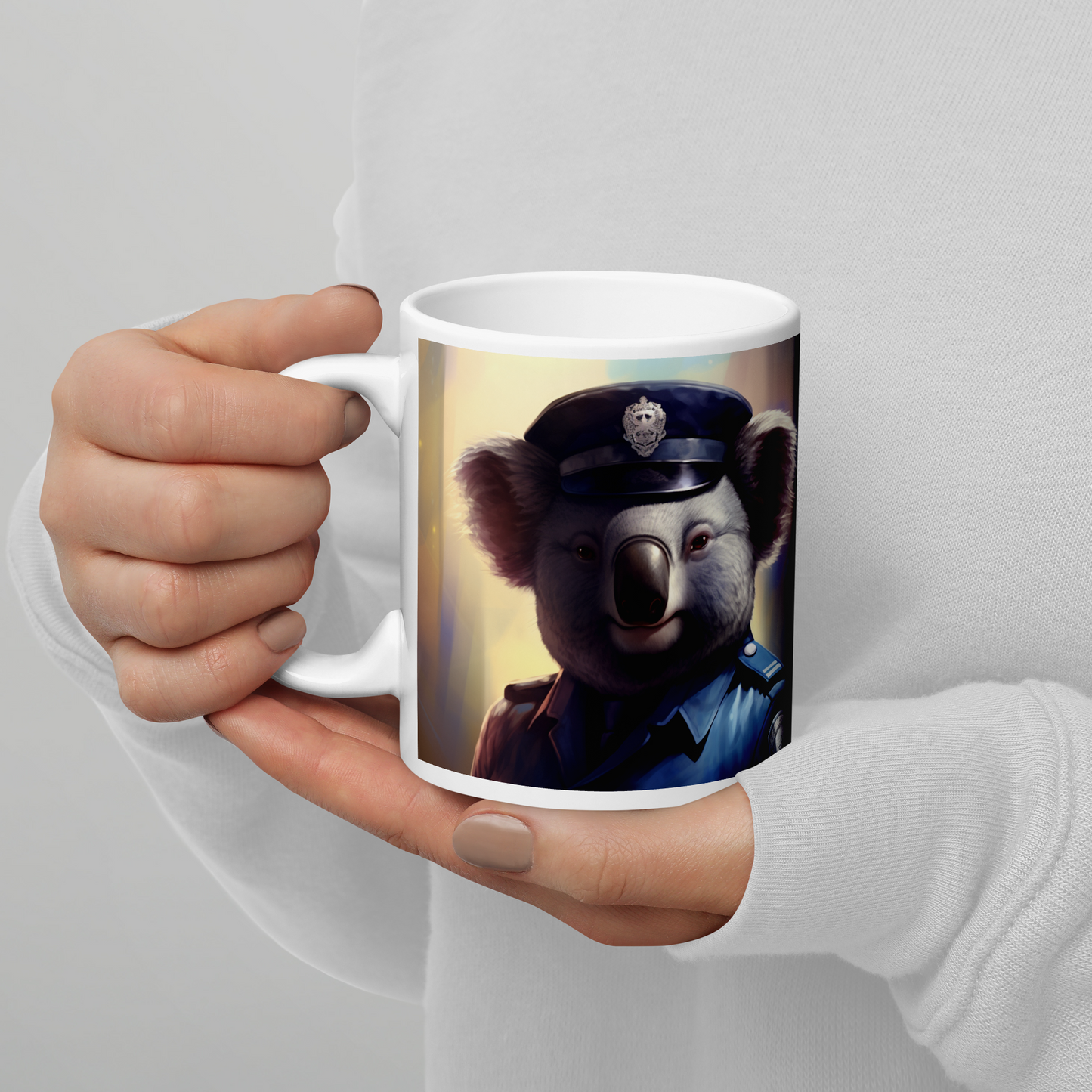 Koala Police Officer White glossy mug