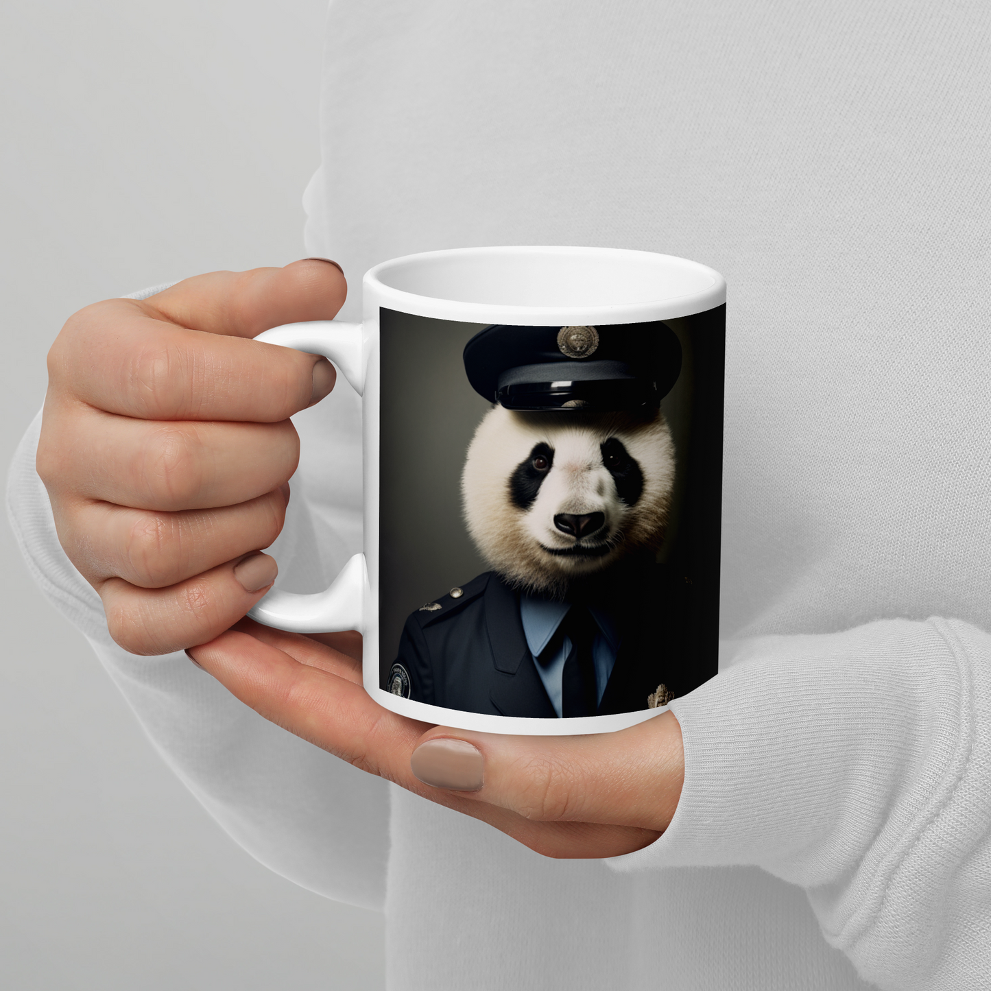 Panda Police Officer White glossy mug