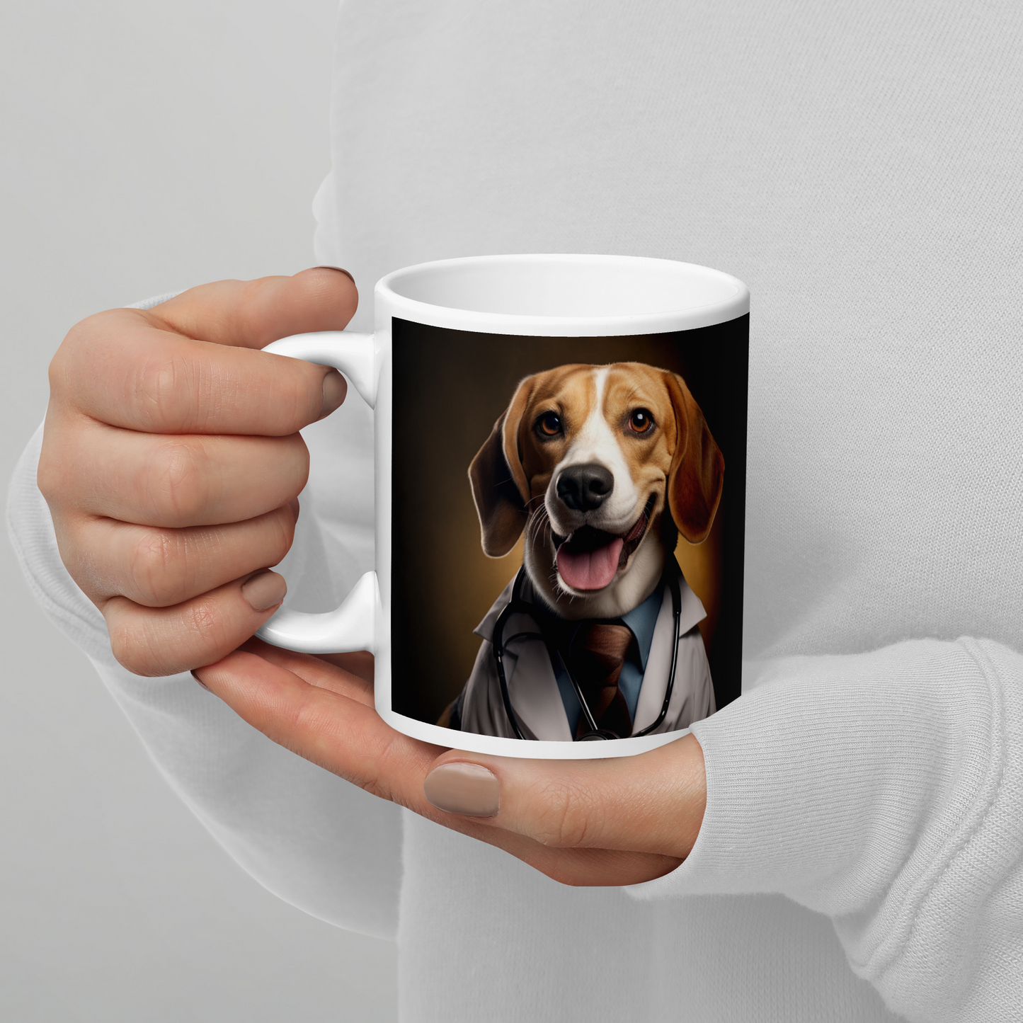 Beagle Doctor White glossy mug