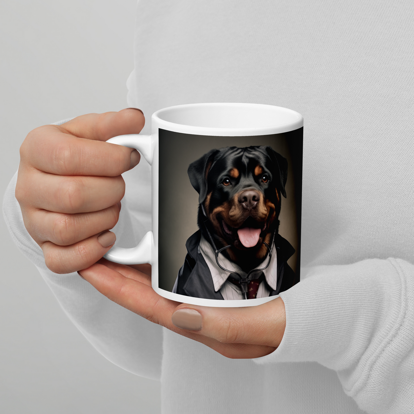 Rottweiler Doctor White glossy mug