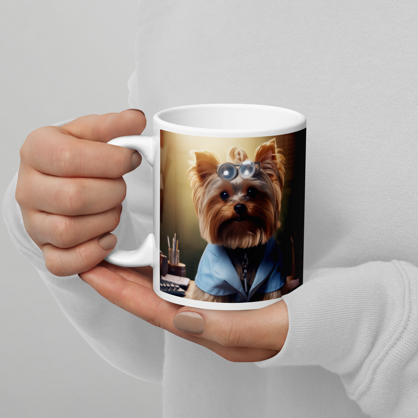 Yorkshire Terrier Doctor White glossy mug