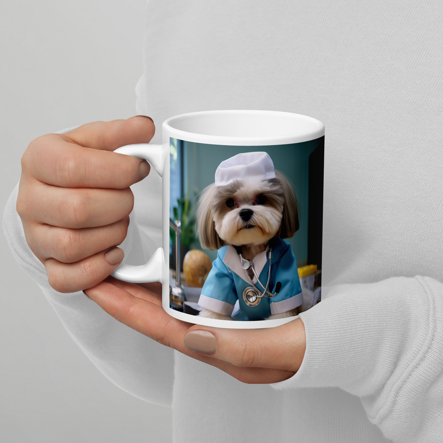 Shih Tzu Doctor White glossy mug