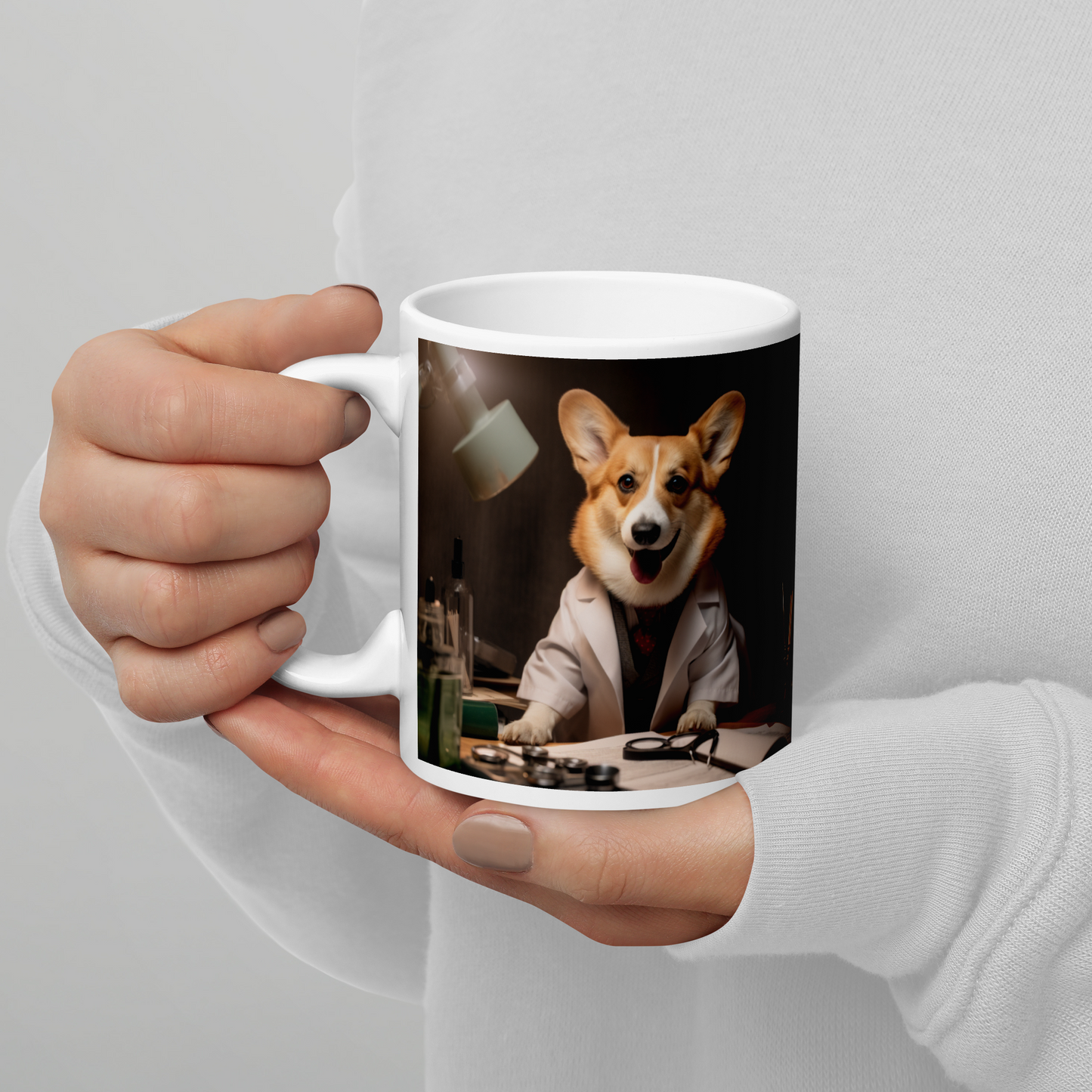 Pembroke Welsh Corgi Doctor White glossy mug