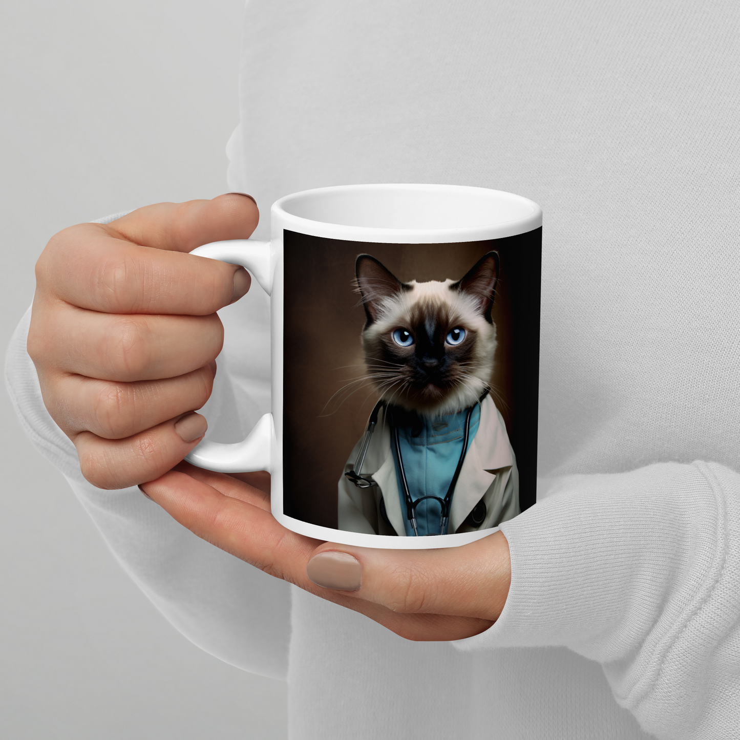 Siamese Doctor White glossy mug