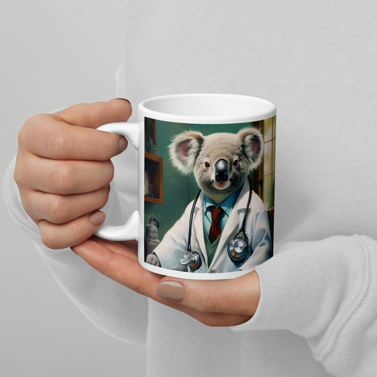 Koala Doctor White glossy mug