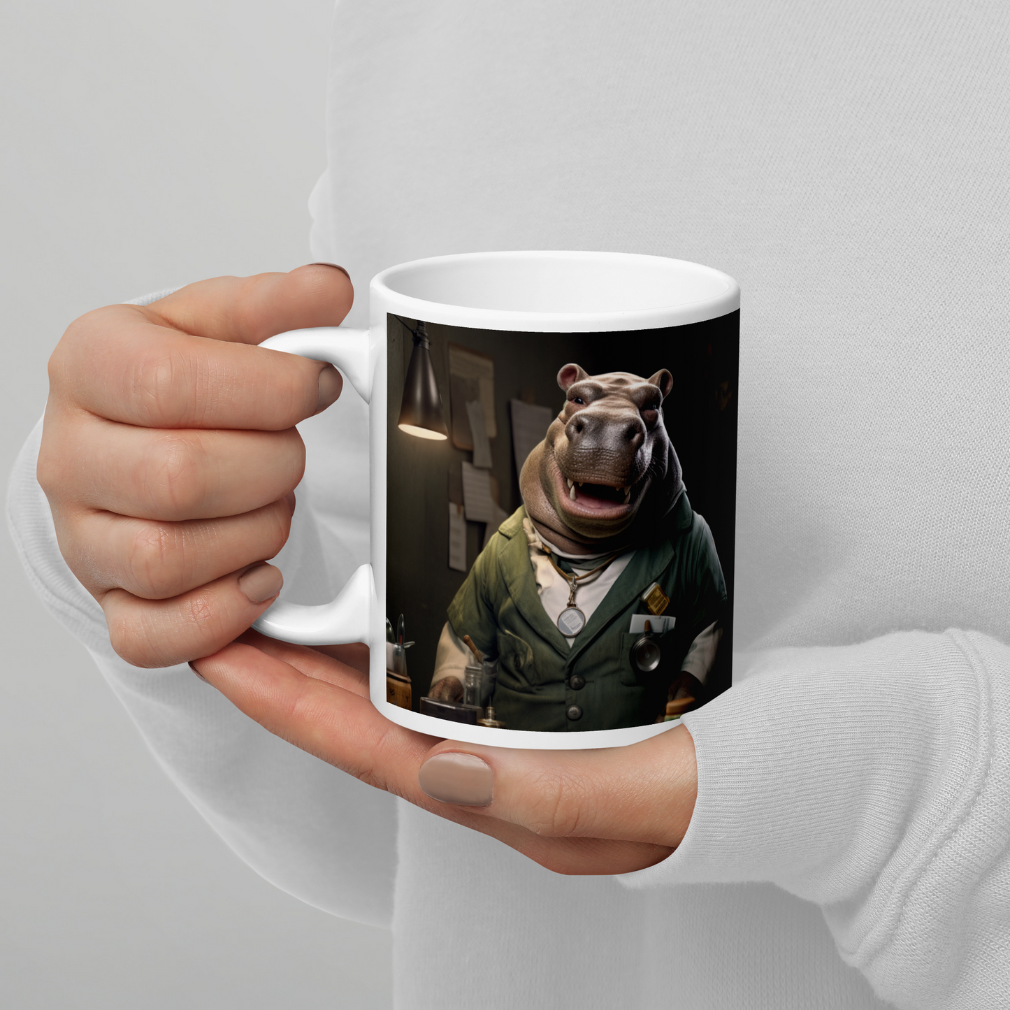 Hippo Doctor White glossy mug