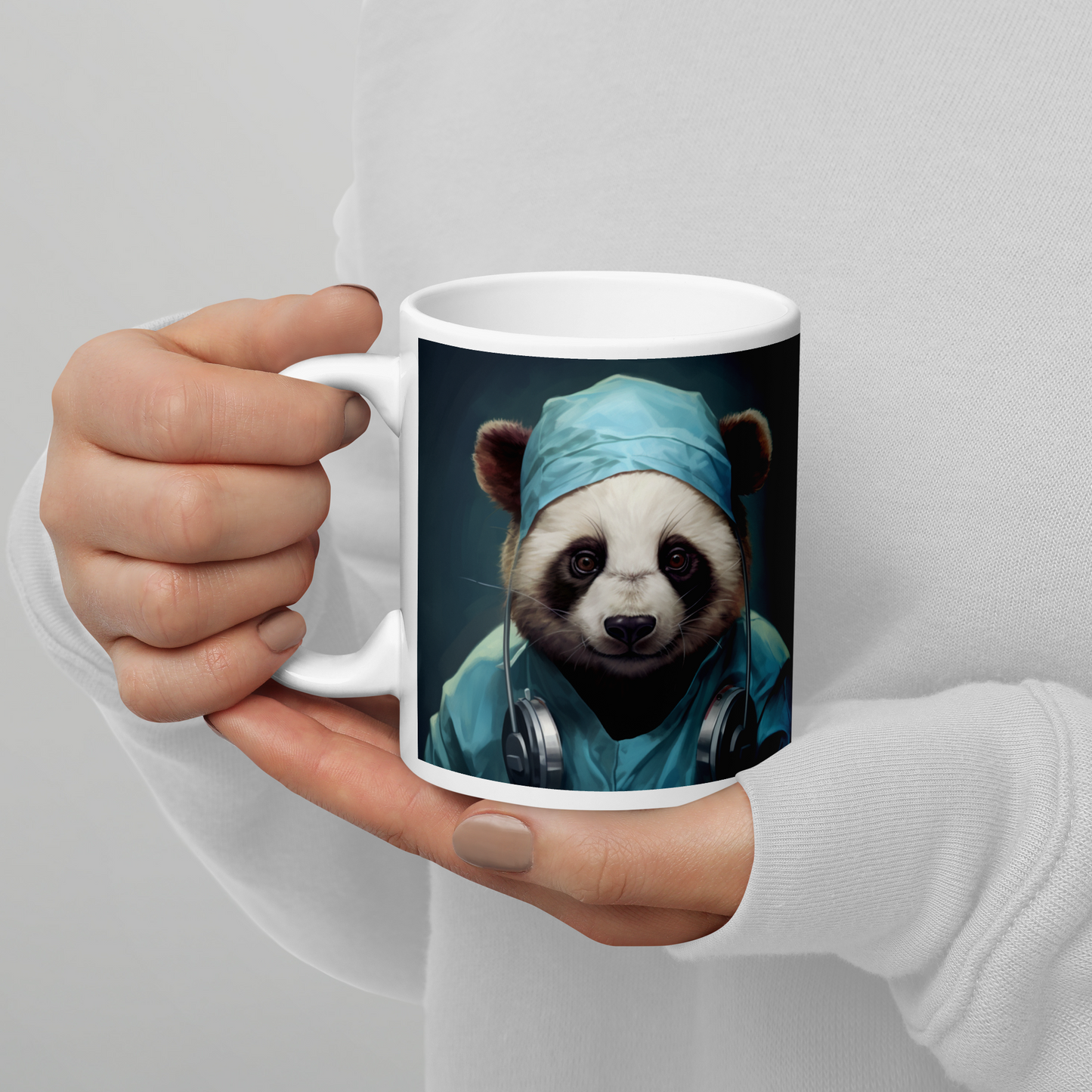 Panda Doctor White glossy mug