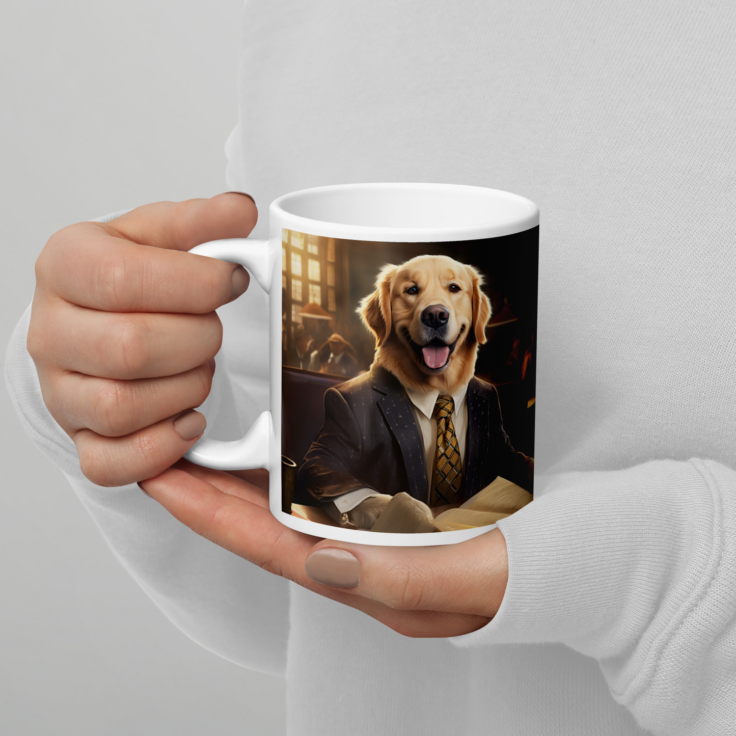 Golden Retriever Lawyer White glossy mug