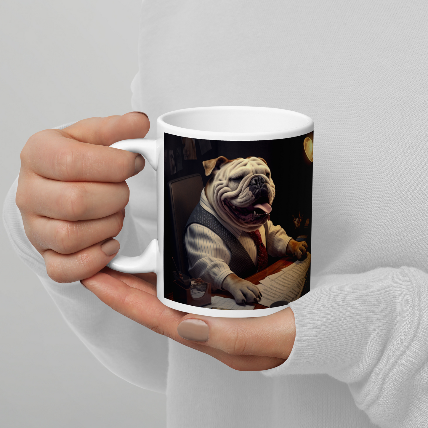 Bulldog Lawyer White glossy mug