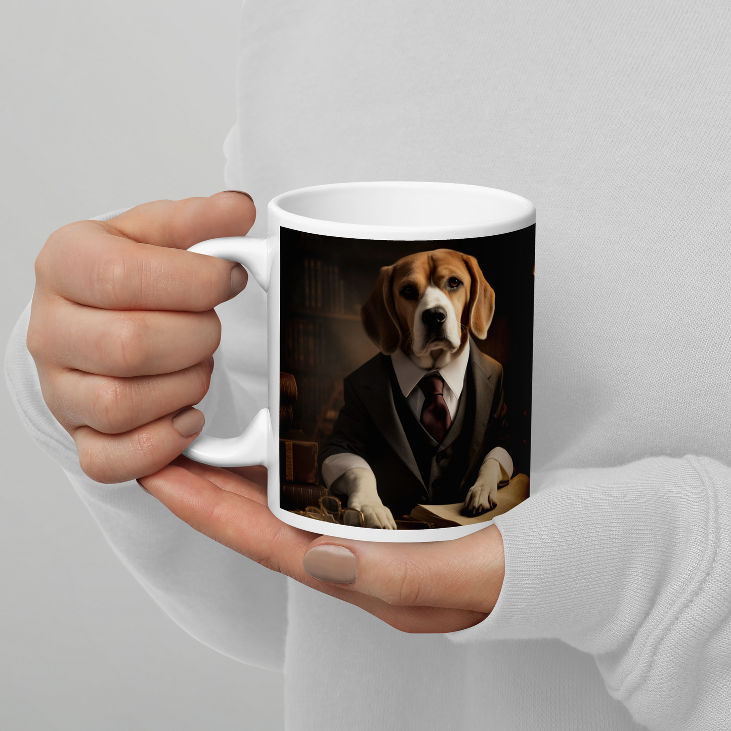 Beagle Lawyer White glossy mug