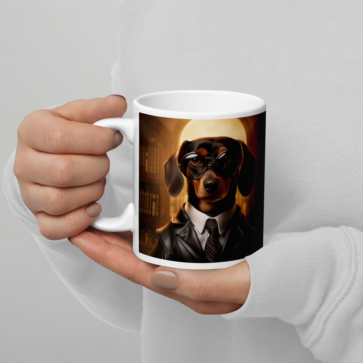 Dachshund Lawyer White glossy mug