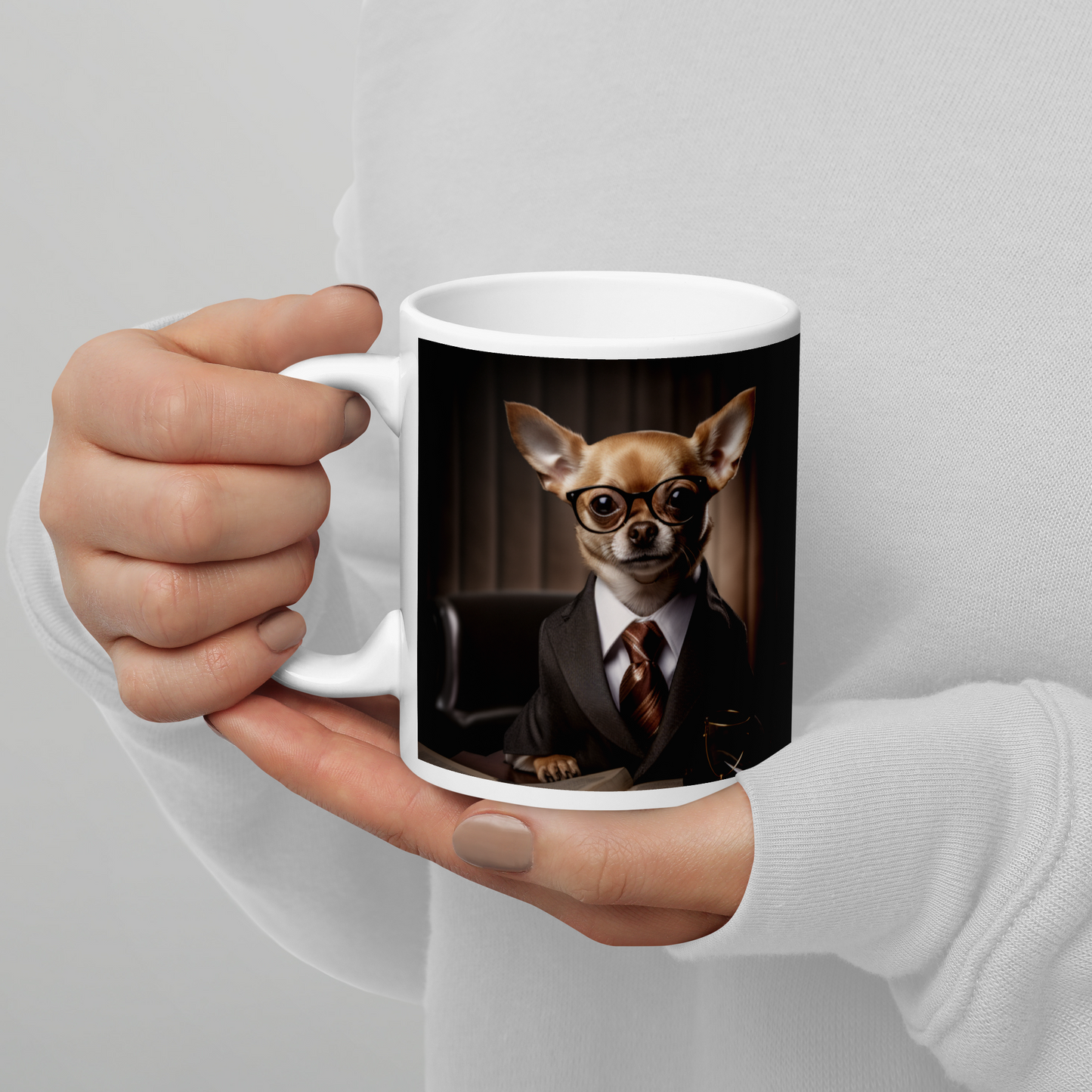 Chihuahua Lawyer White glossy mug