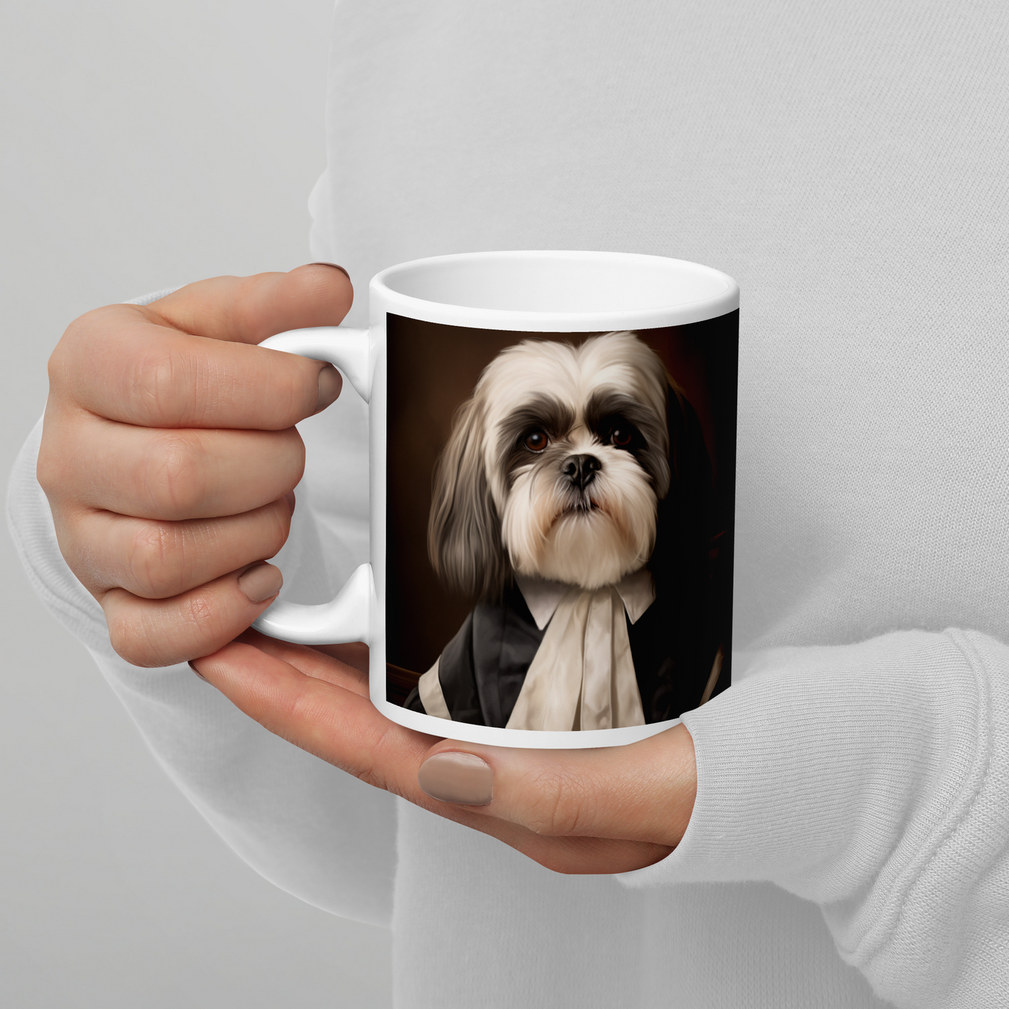 Shih Tzu Lawyer White glossy mug