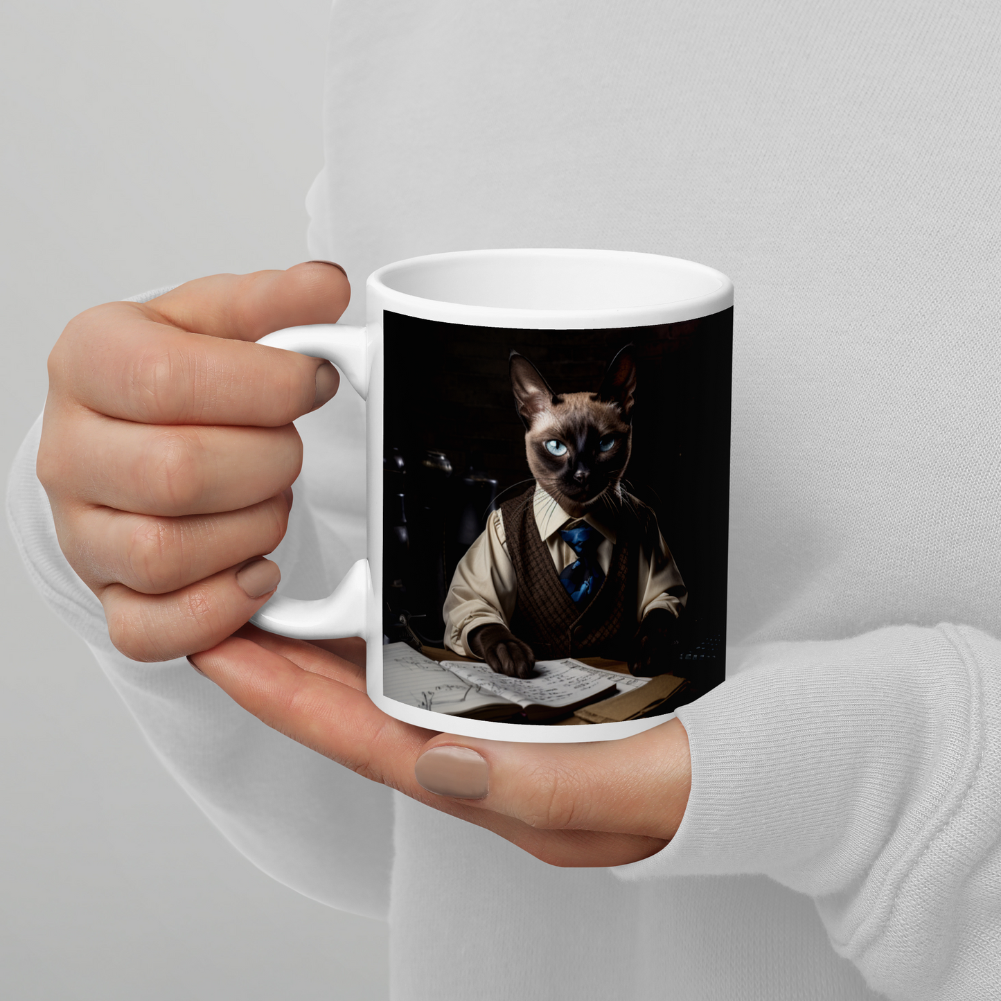 Siamese Lawyer White glossy mug