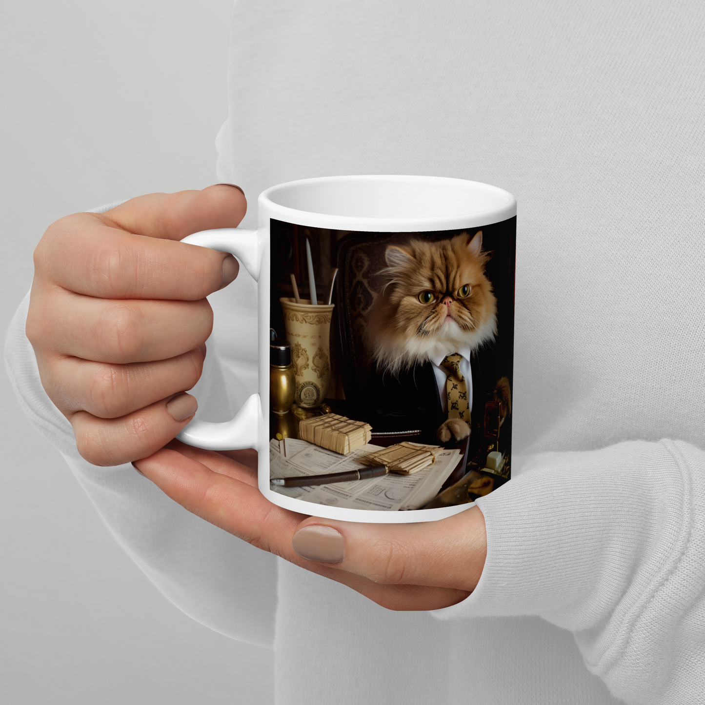 Maine Coon Lawyer White glossy mug