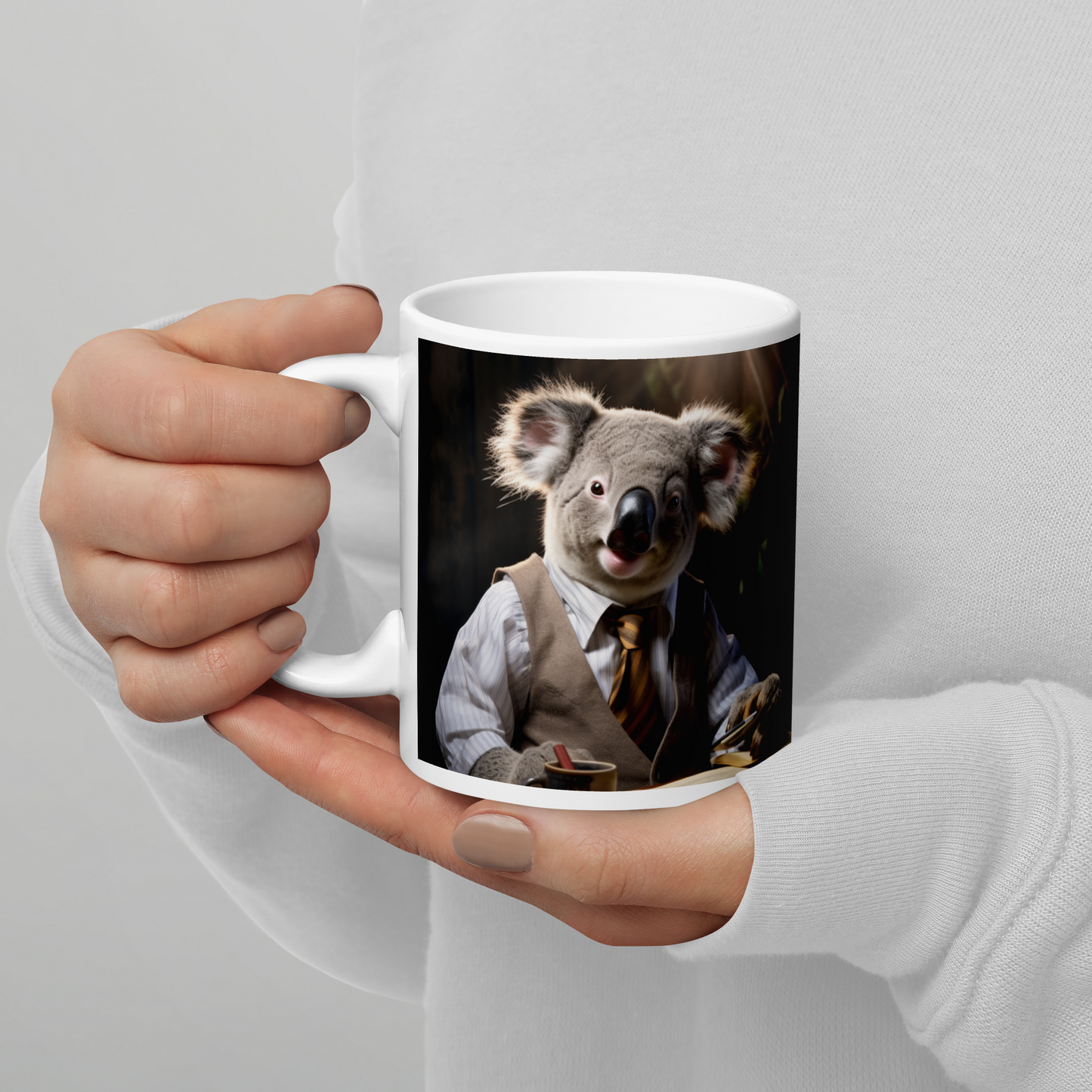 Koala Lawyer White glossy mug