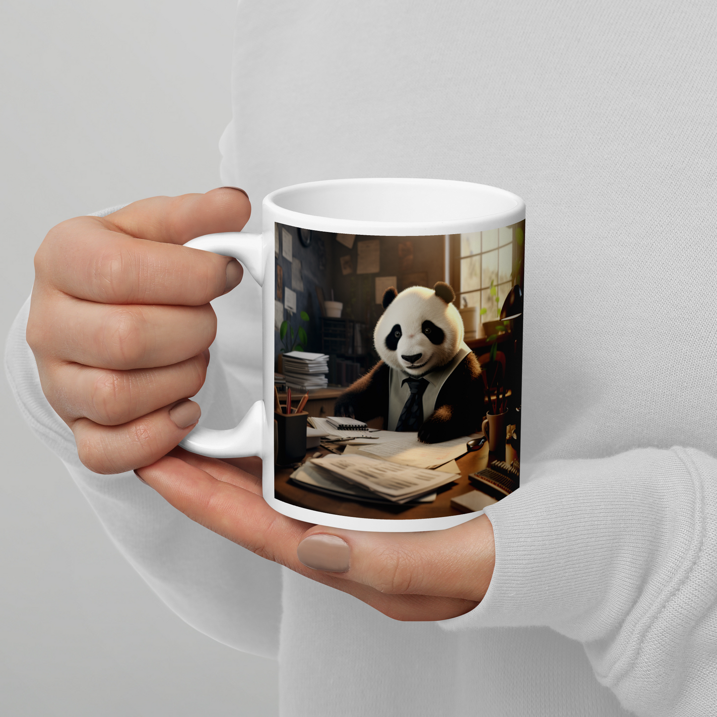 Panda Lawyer White glossy mug