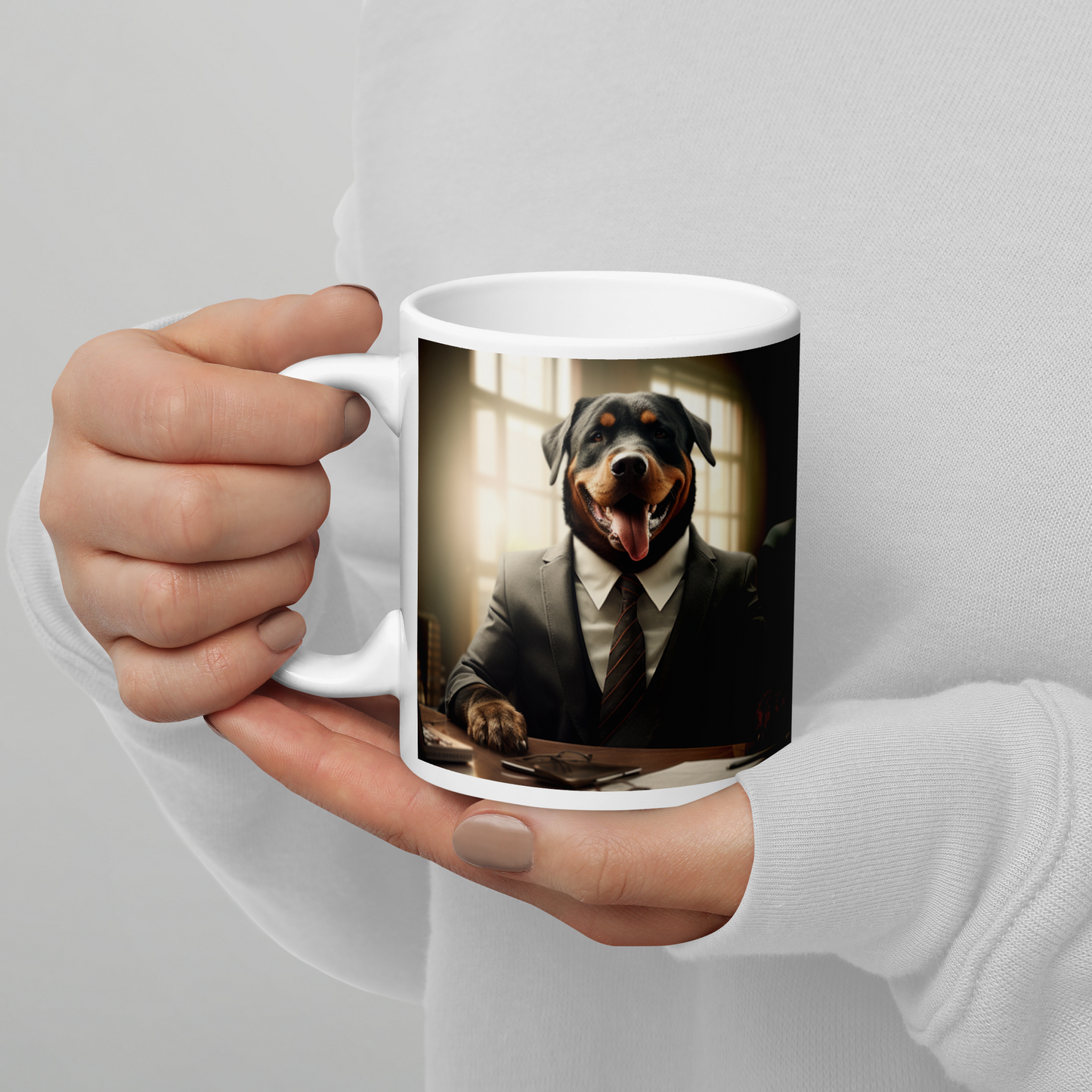 Rottweiler Lawyer White glossy mug