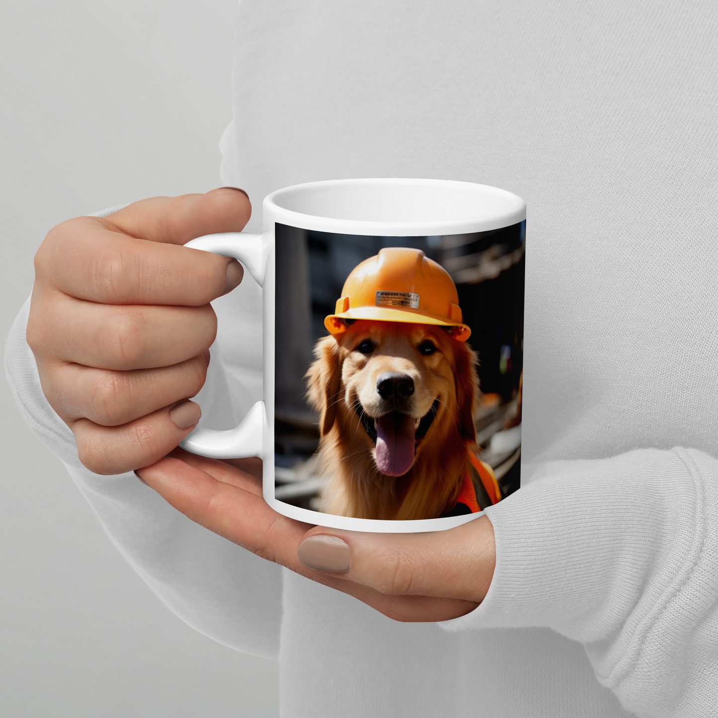 Golden Retriever Engineer White glossy mug