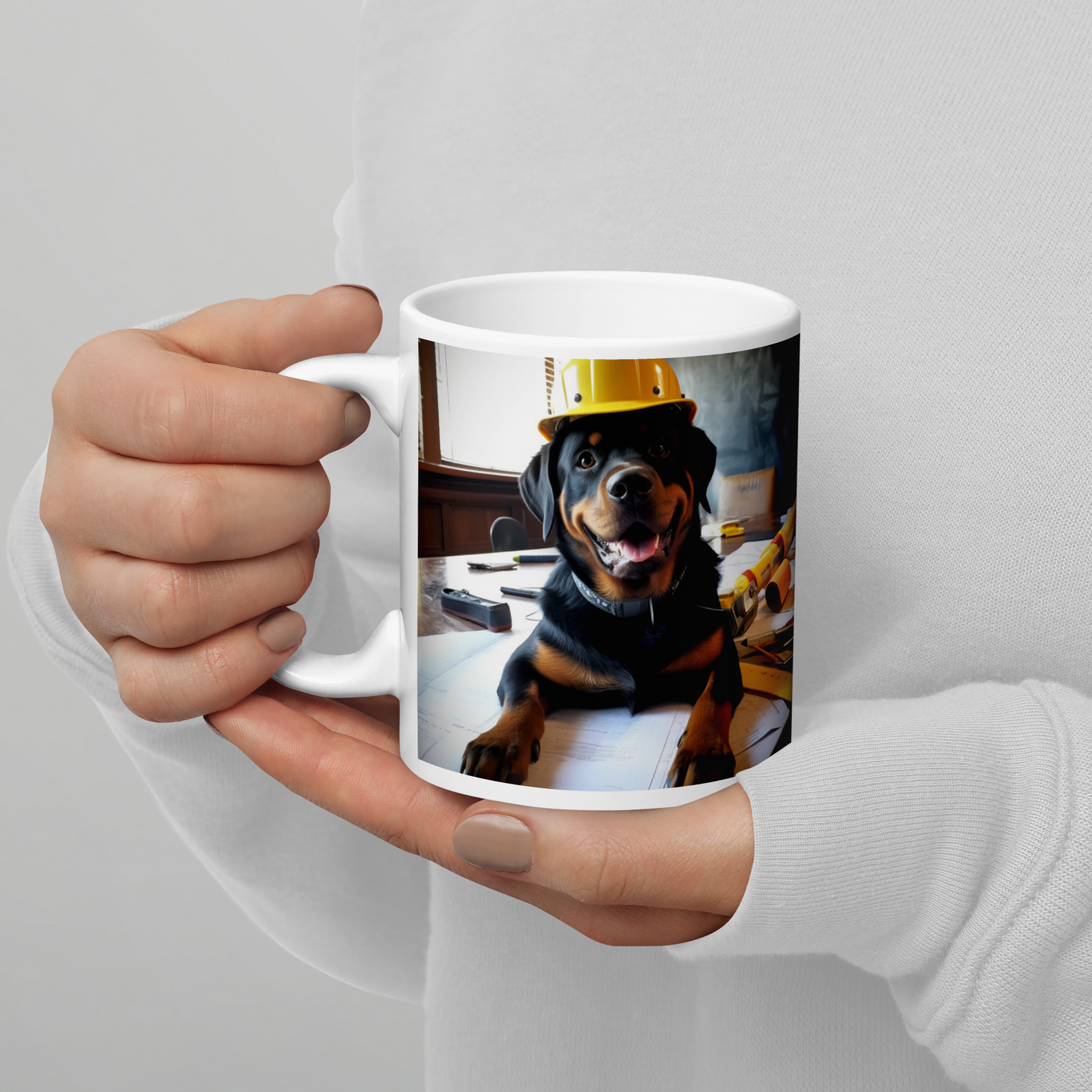 Rottweiler Engineer White glossy mug