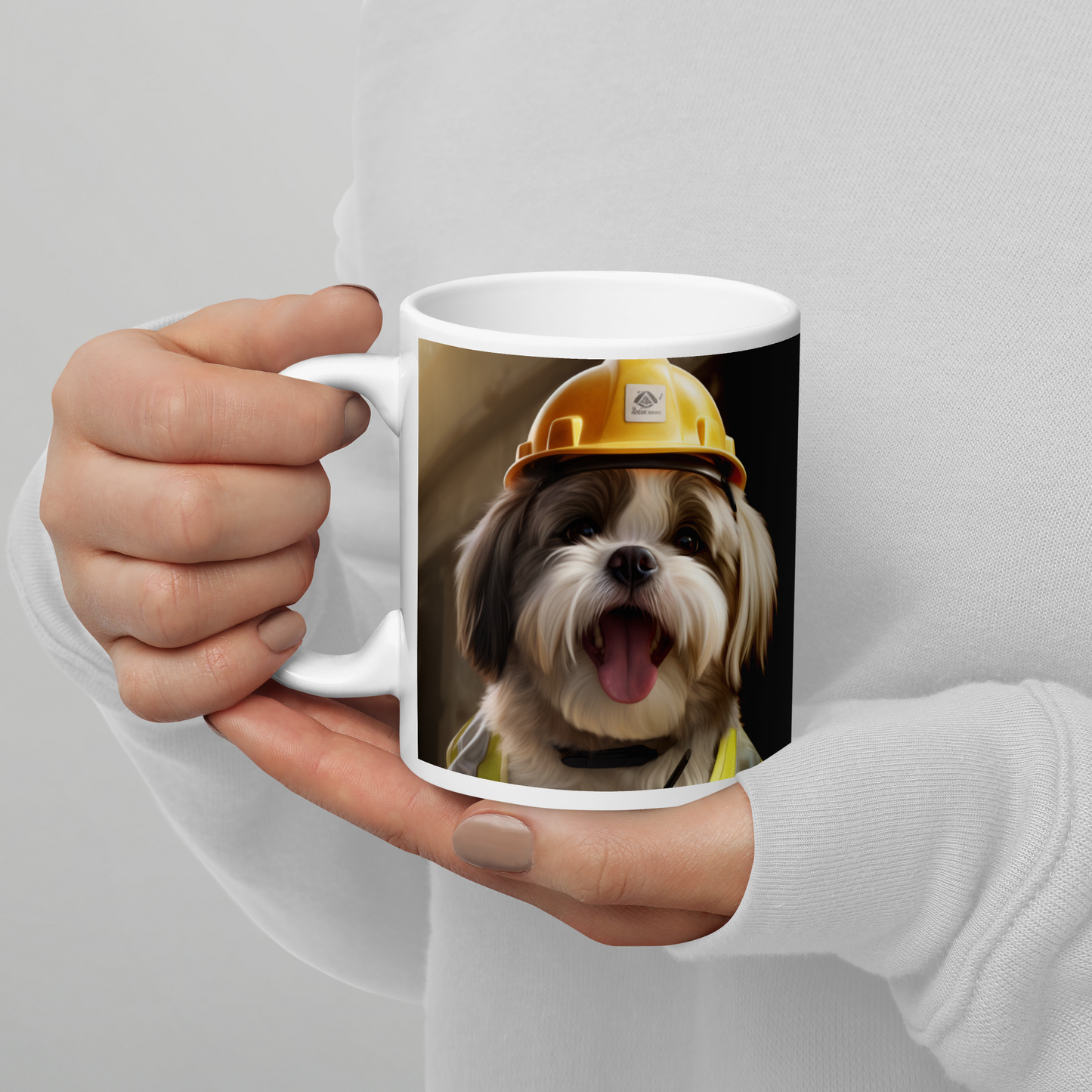 Shih Tzu Engineer White glossy mug