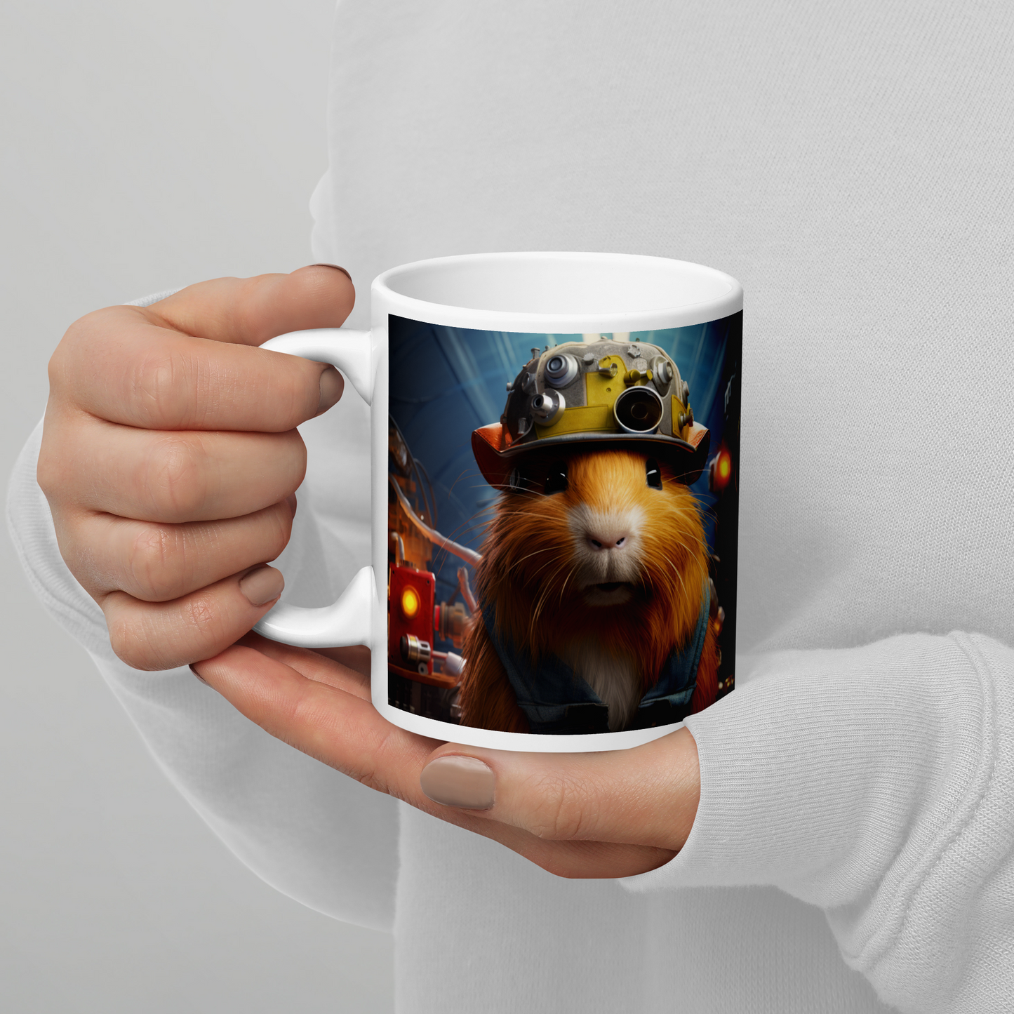 Guinea Pigs Engineer White glossy mug