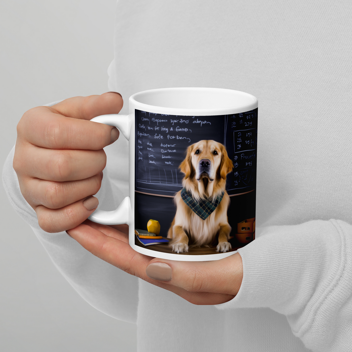 Golden Retriever Teacher White glossy mug