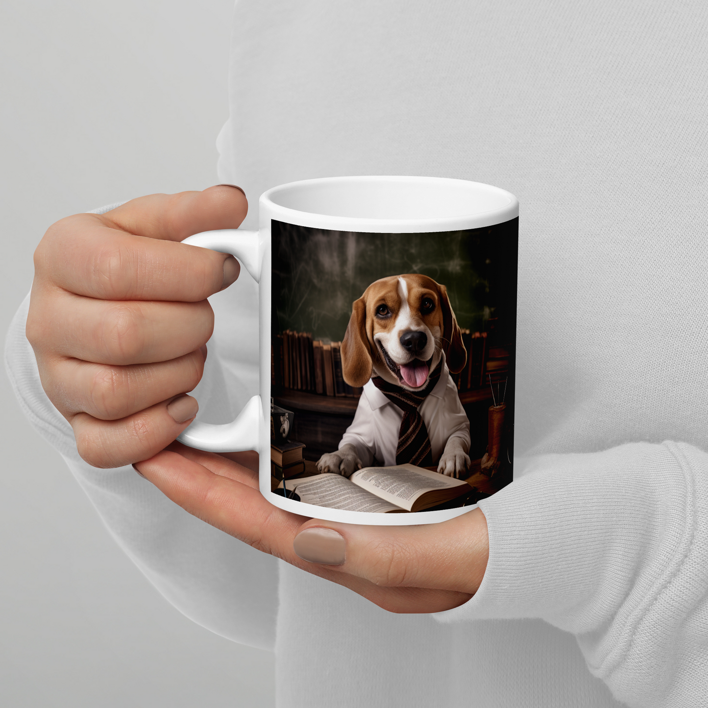 Beagle Teacher White glossy mug