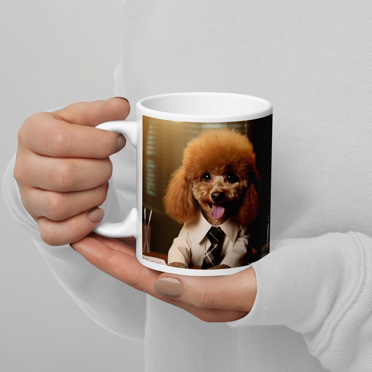 Poodle Teacher White glossy mug