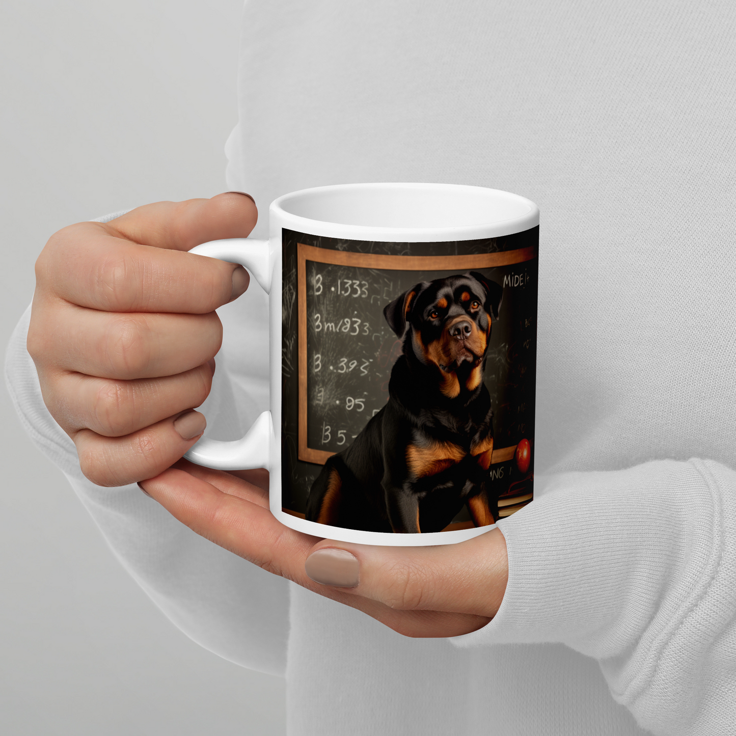 Rottweiler Teacher White glossy mug