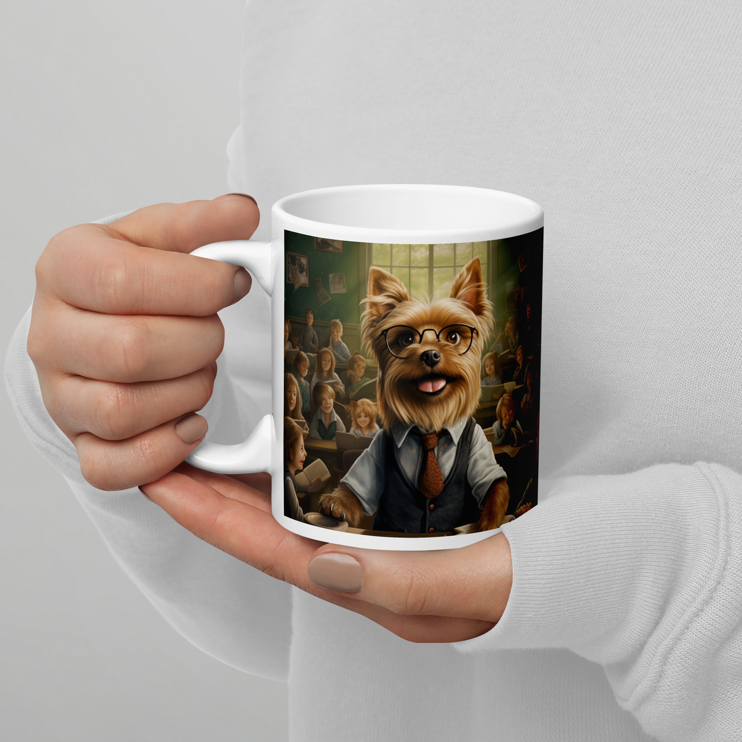 Yorkshire Terrier Teacher White glossy mug