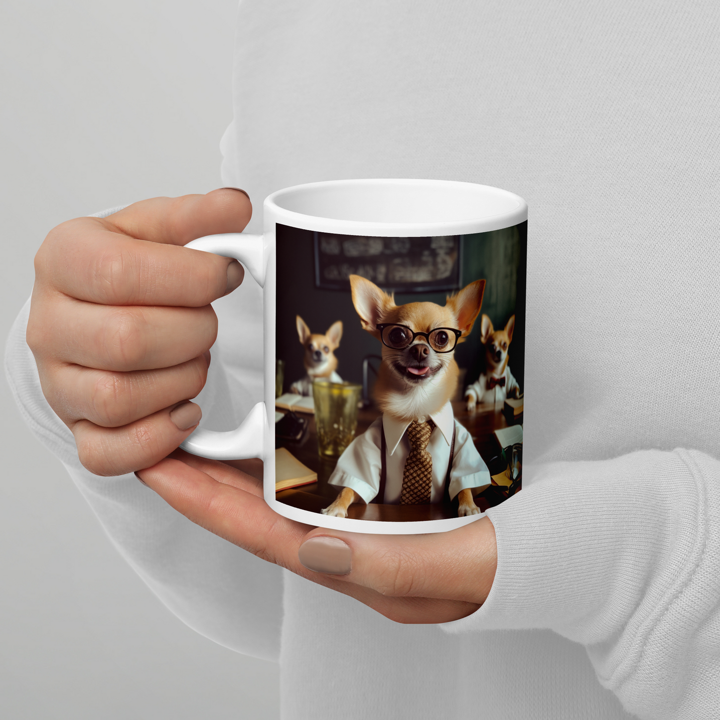 Chihuahua Teacher White glossy mug