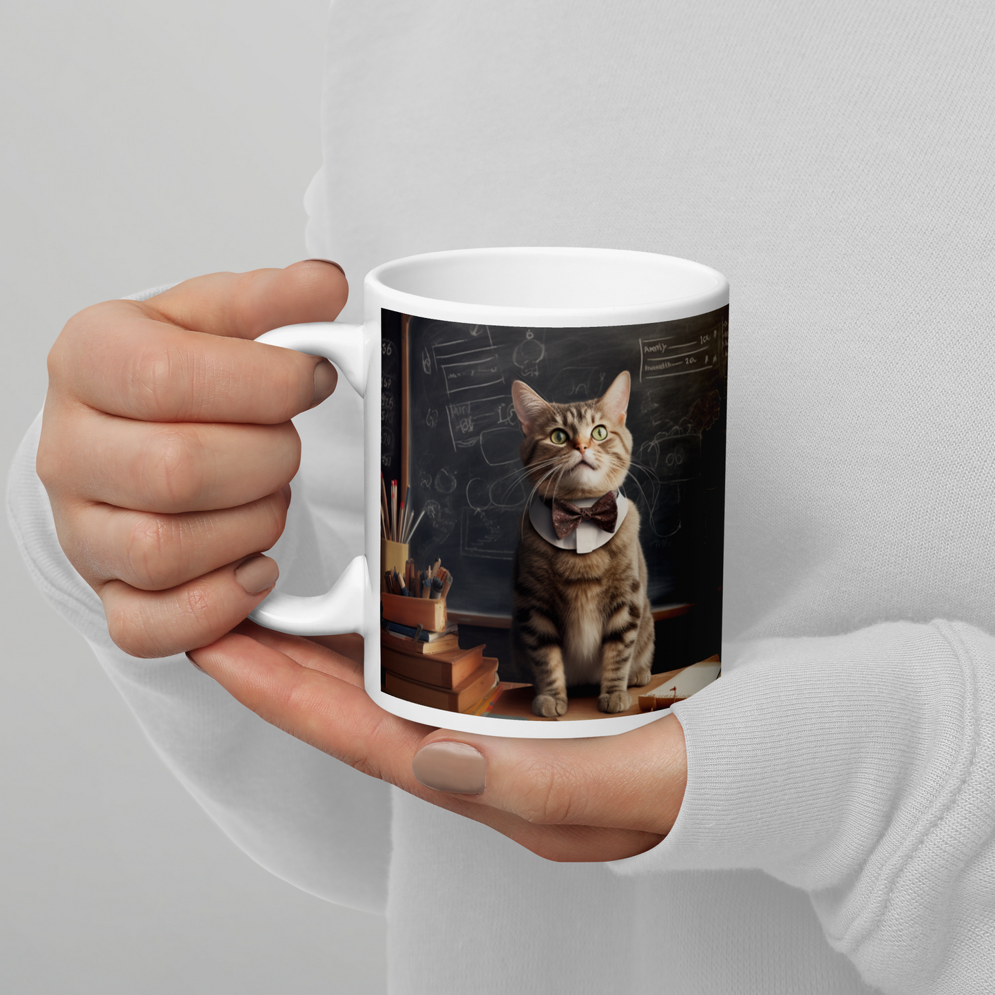 Domestic Shorthair Teacher White glossy mug