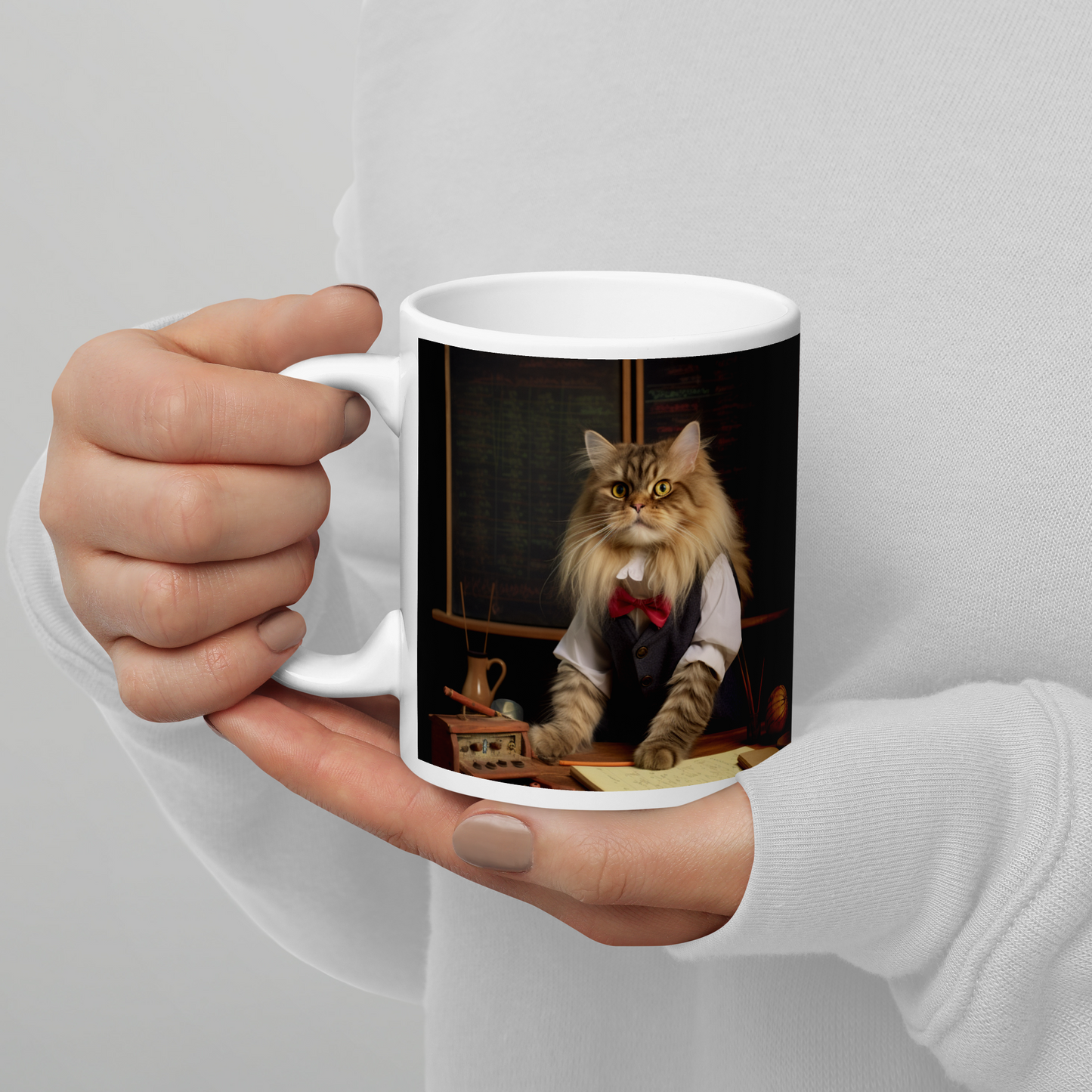 Maine Coon Teacher White glossy mug