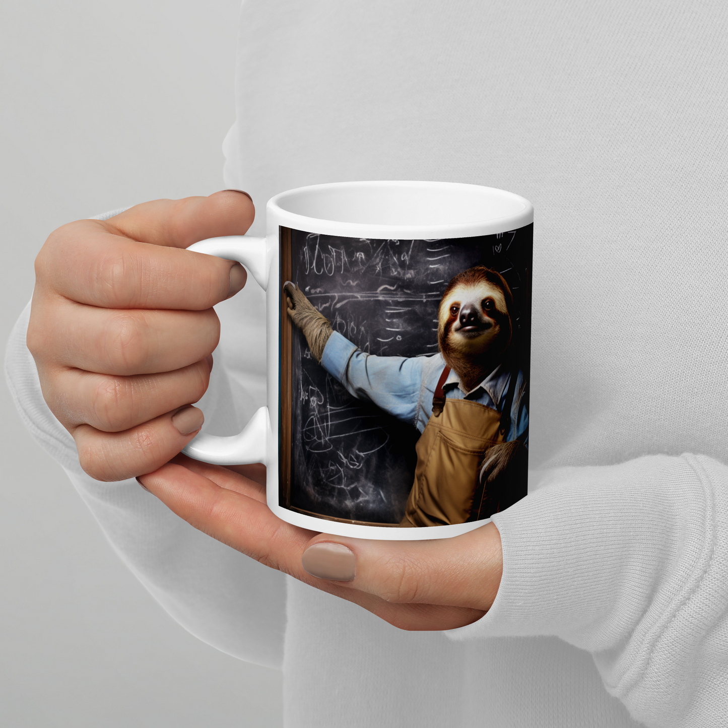 Sloth Teacher White glossy mug