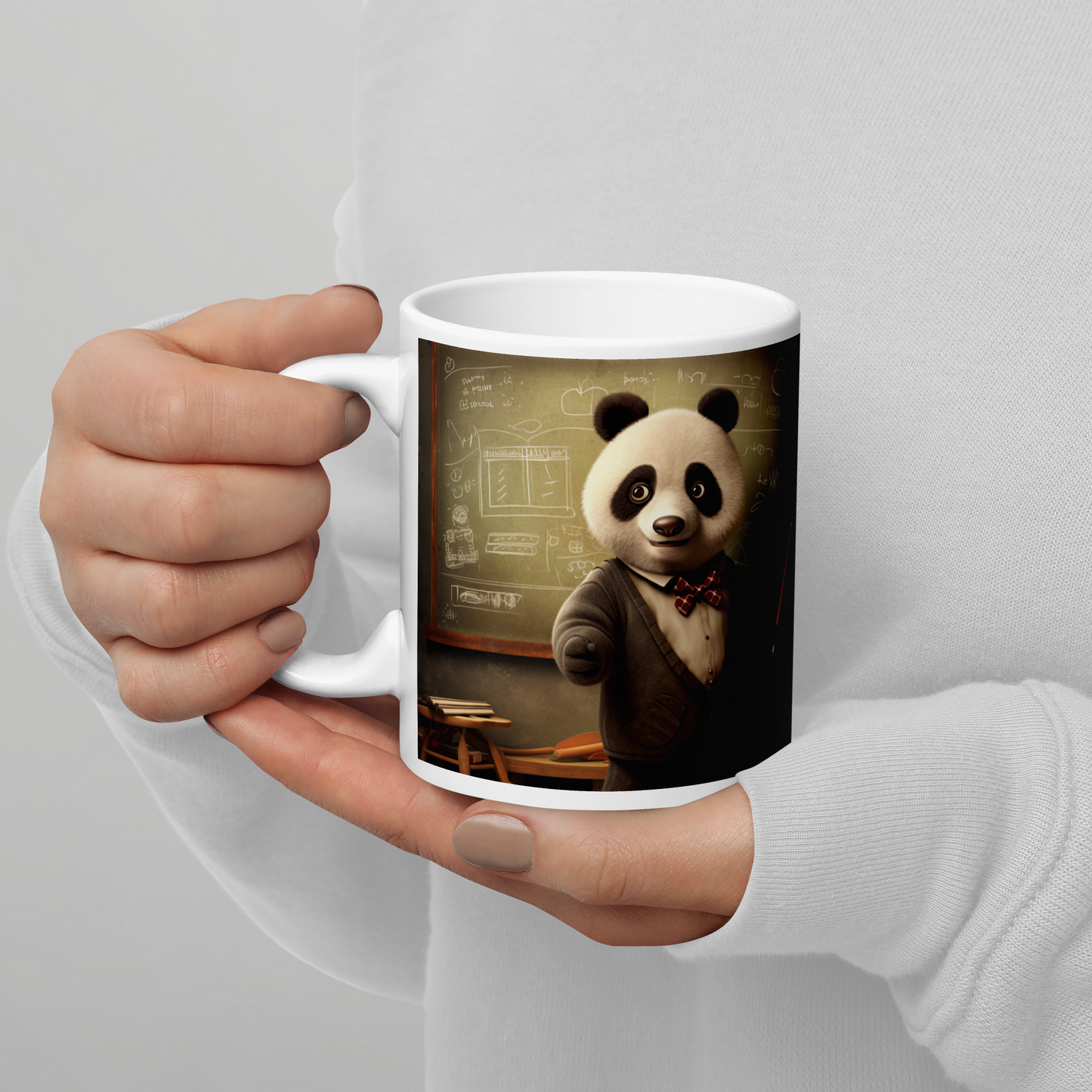 Panda Teacher White glossy mug