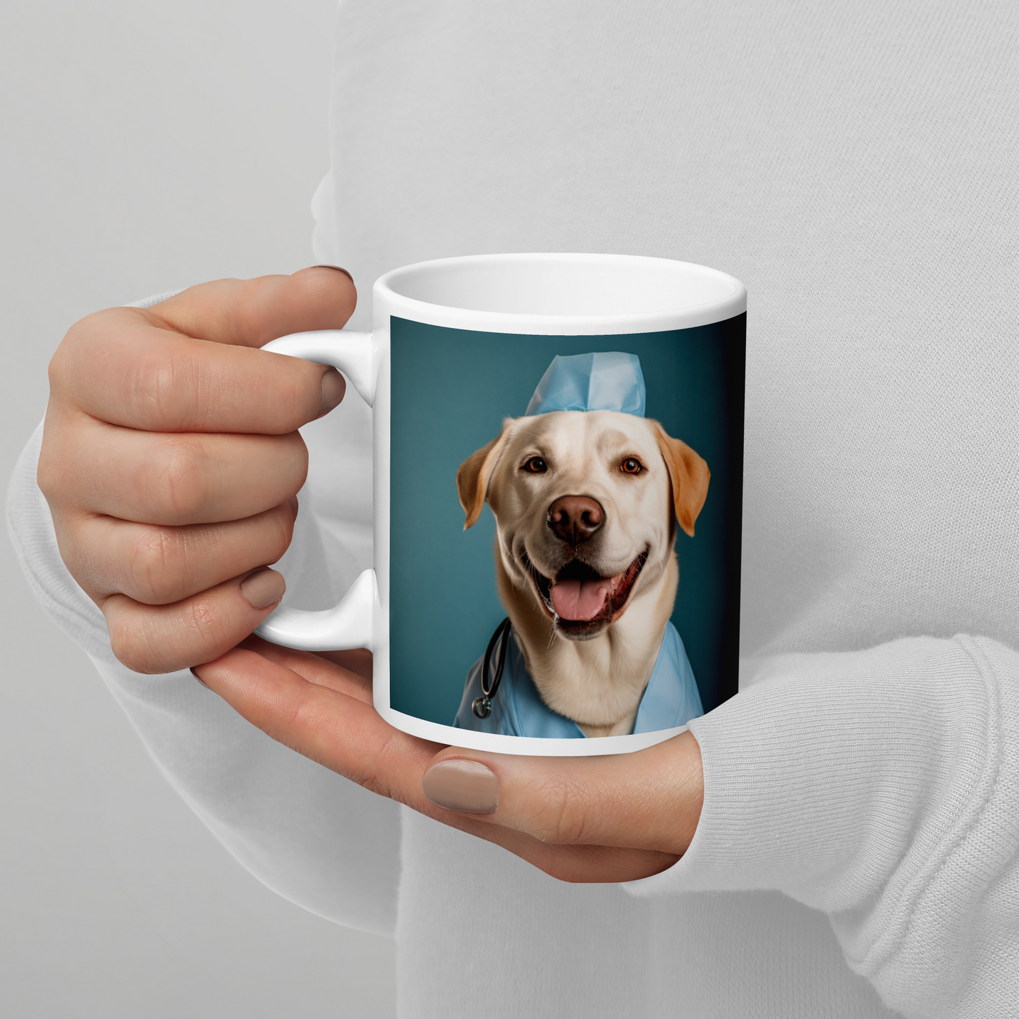 Labrador Retriever Nurse White glossy mug