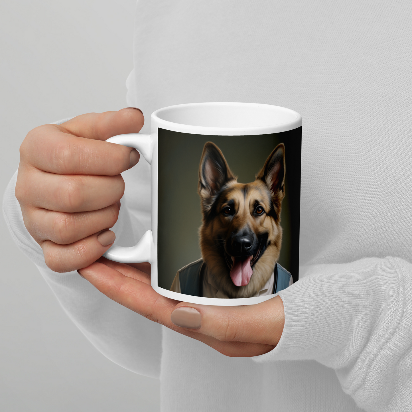 German Shepherd Nurse White glossy mug