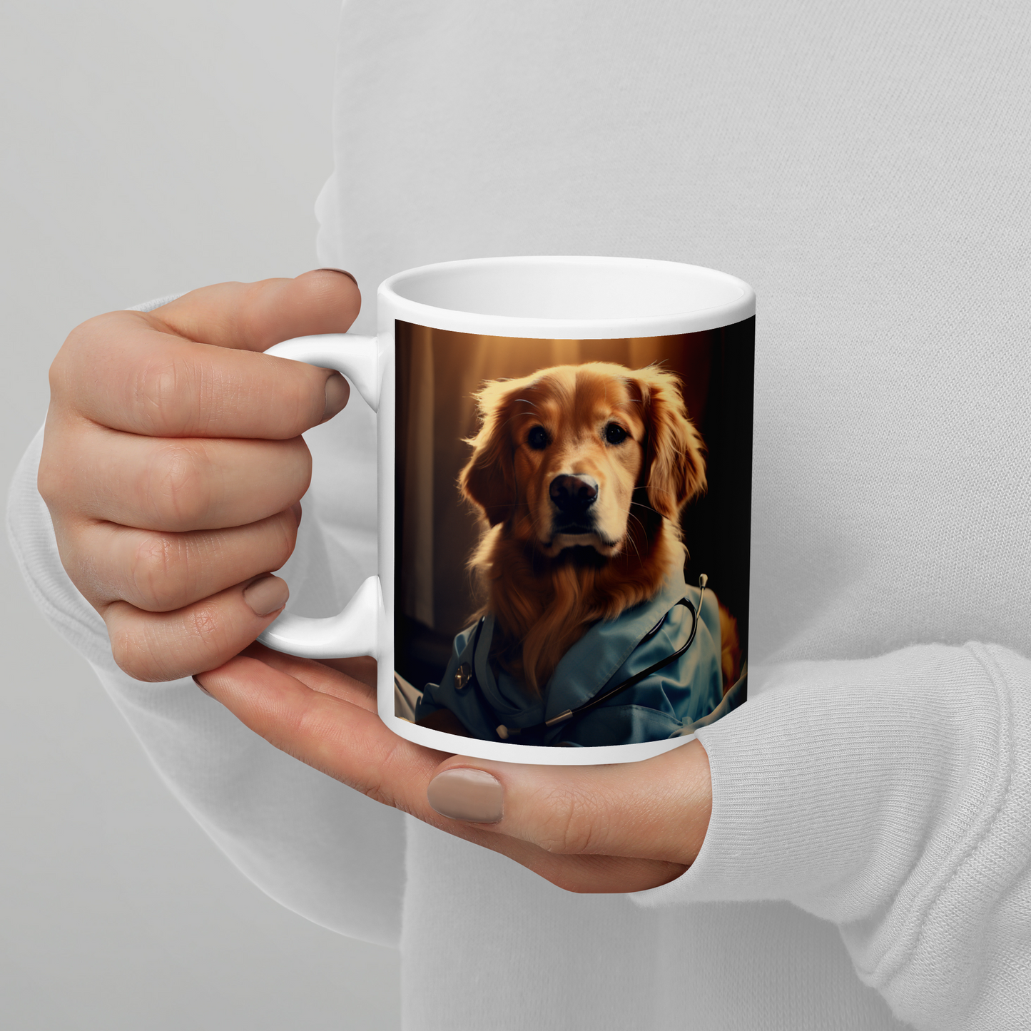 Golden Retriever Nurse White glossy mug